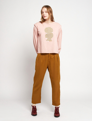 Bobo Choses - Striped mold puff sleeve T-shirt - topi ar garām piedurknēm - pink - 2