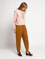 Bobo Choses - Striped mold puff sleeve T-shirt - topi ar garām piedurknēm - pink - 3