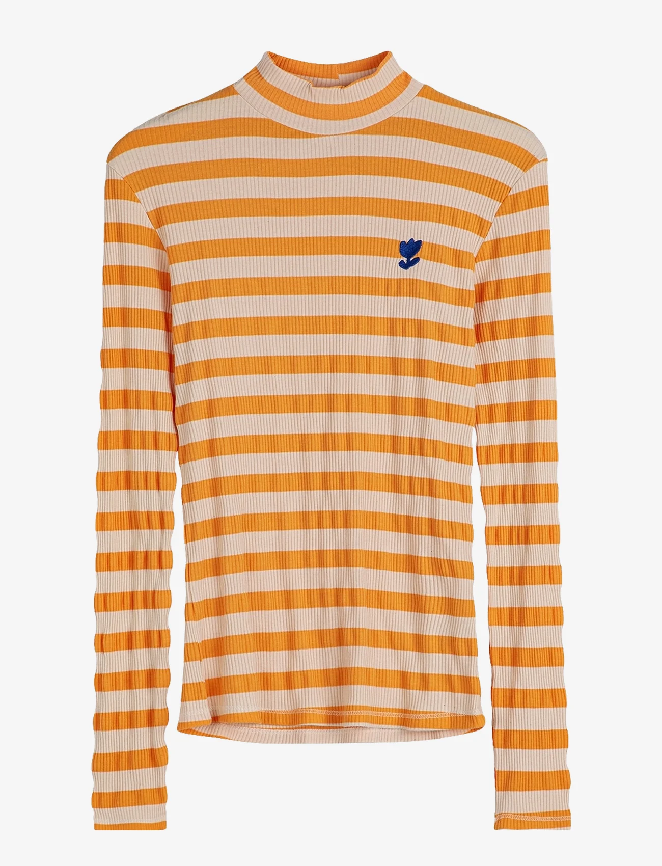 Bobo Choses - Ribbed striped long sleeve T-shirt - t-shirts met lange mouwen - curry - 0