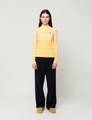 Bobo Choses - Ribbed striped long sleeve T-shirt - long-sleeved tops - curry - 2