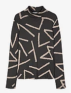 Lines all over turtle neck T-shirt - DARK GREY