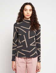 Bobo Choses - Lines all over turtle neck T-shirt - long-sleeved tops - dark grey - 1