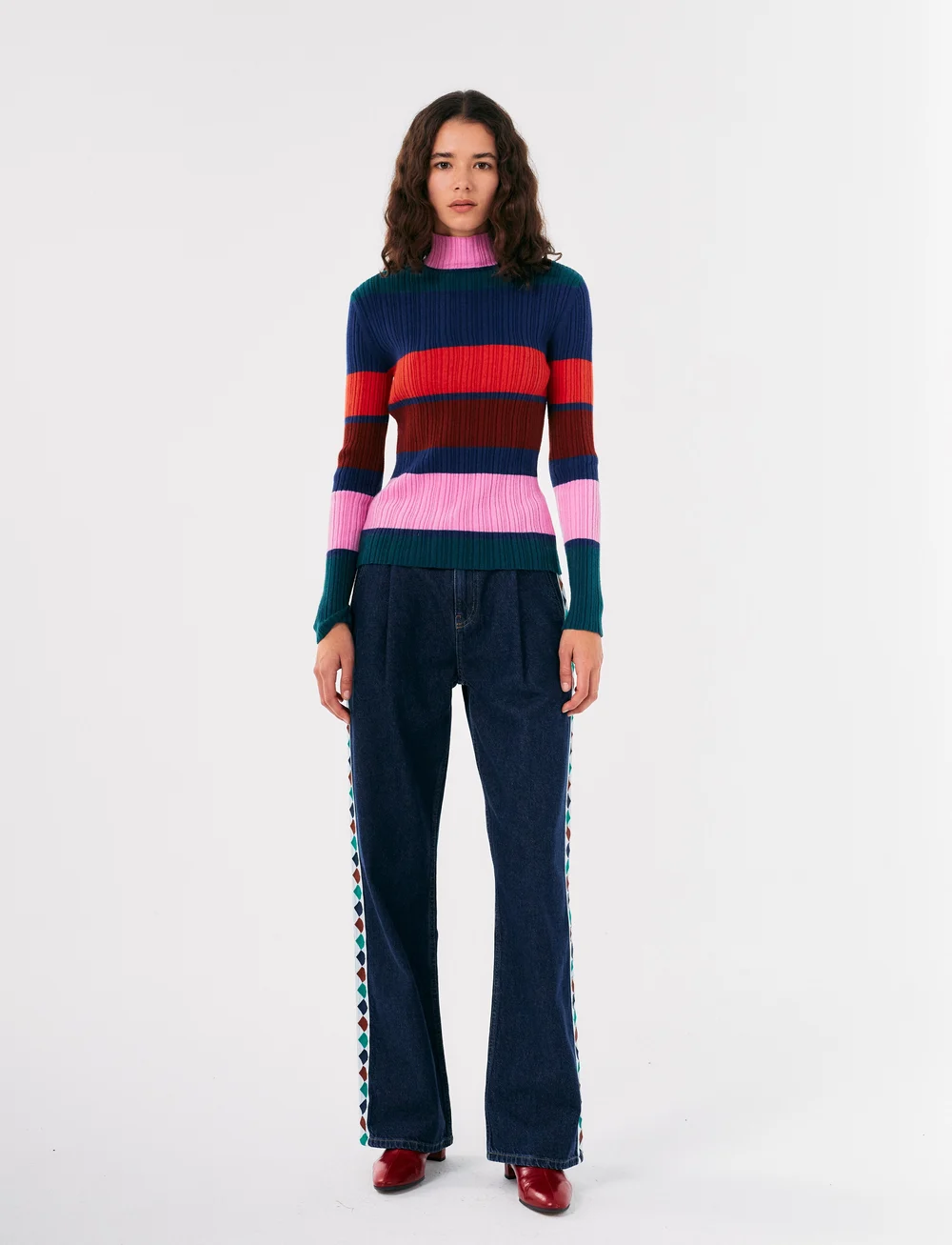 Bobo Choses - Embroidered denim pleated jeans - vida jeans - blue - 2