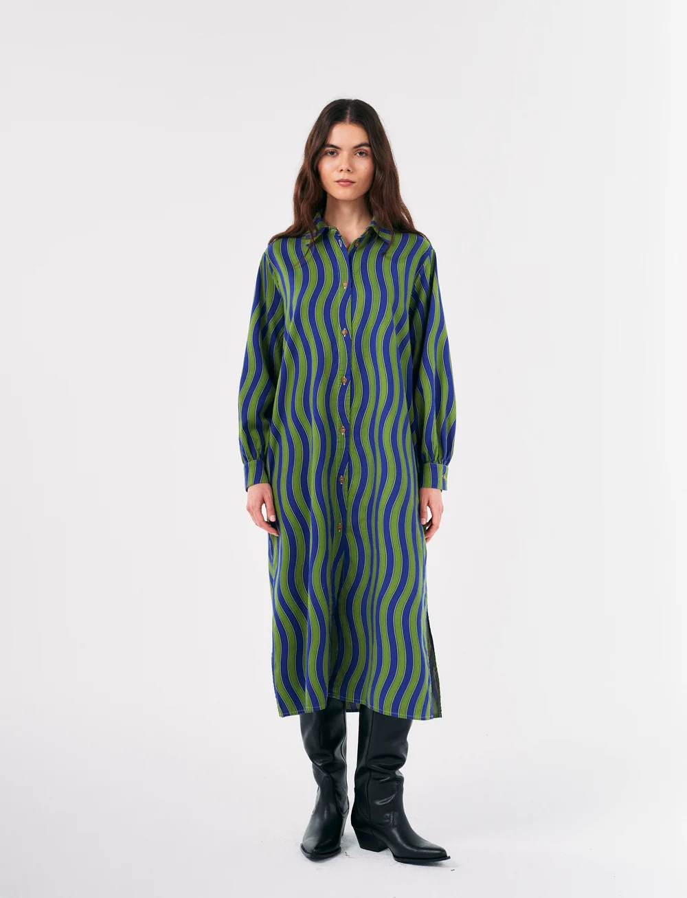 Bobo Choses - Multicolour Waves printed long shirt dress - skjortklänningar - multicolor - 0