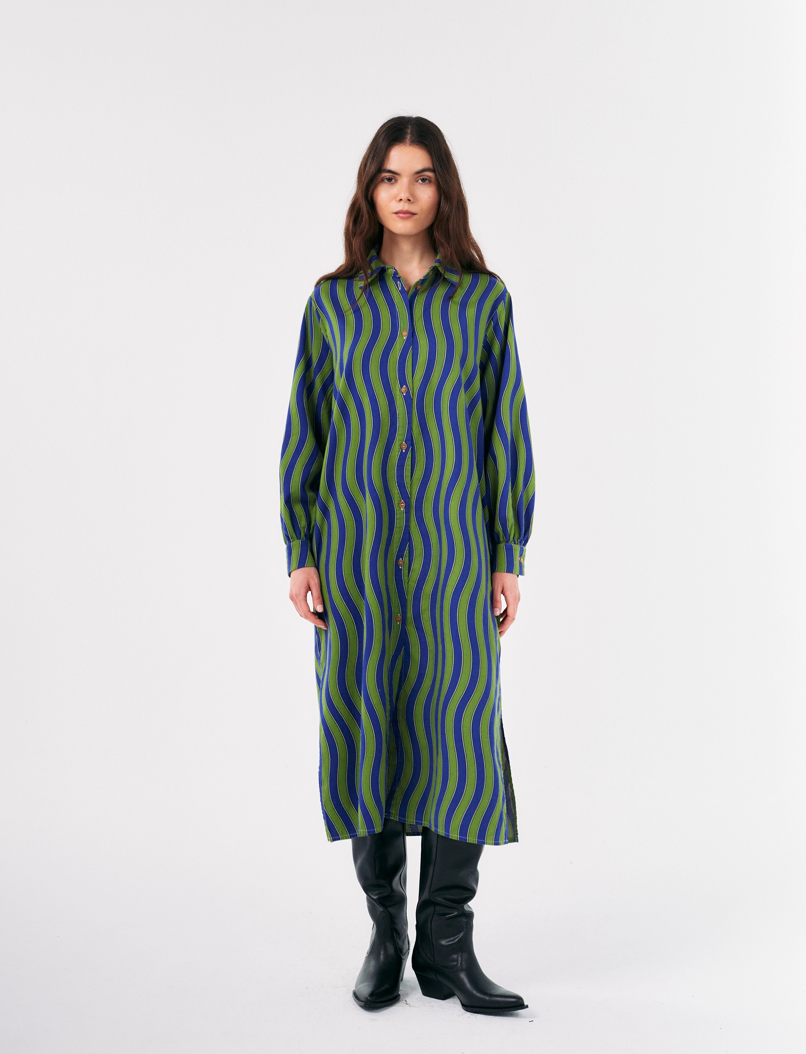 Bobo Choses Multicolour Waves printed long shirt dress - Kjoler - MULTICOLOR / green