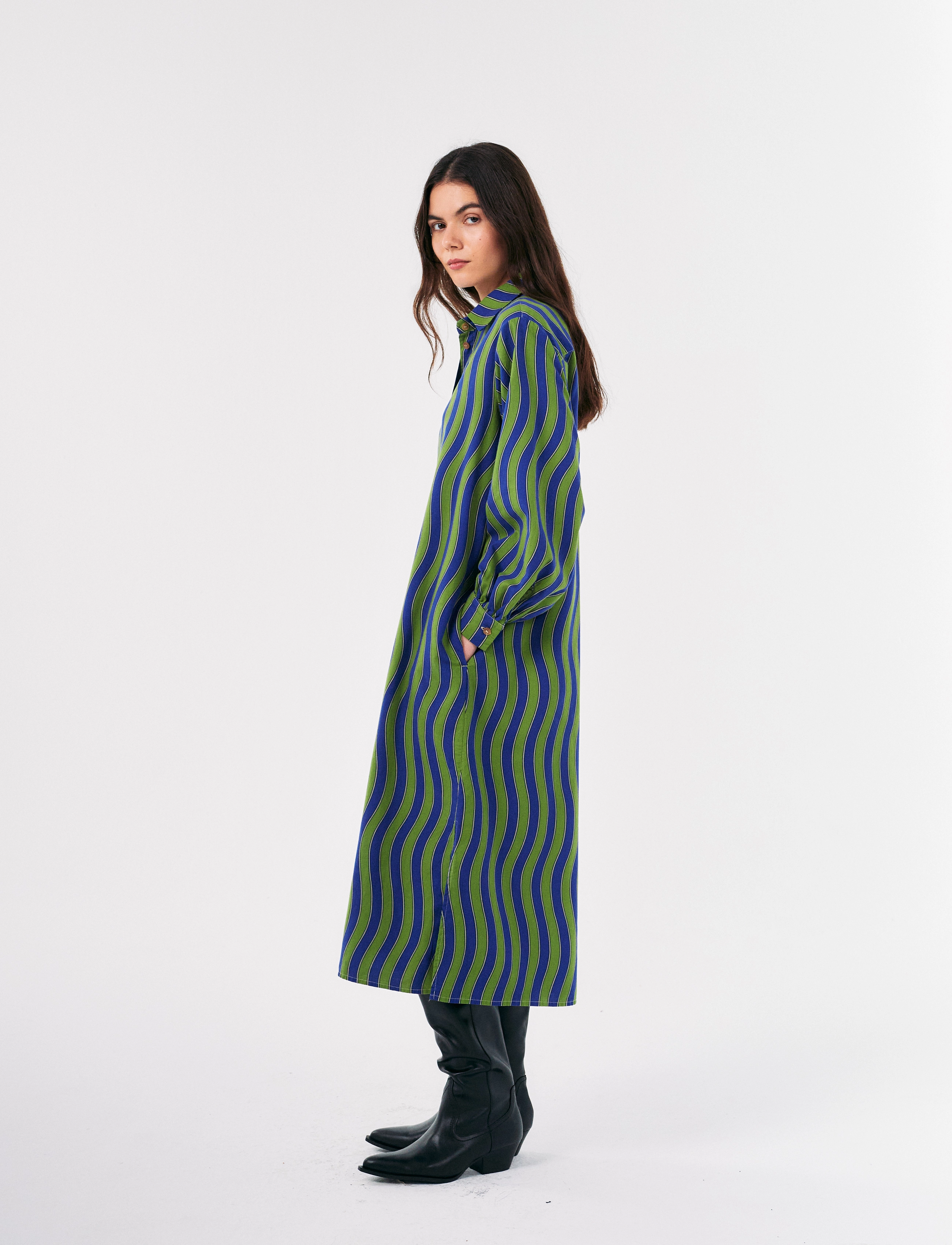 Bobo Choses - Multicolour Waves printed long shirt dress - maxikjoler - multicolor - 3