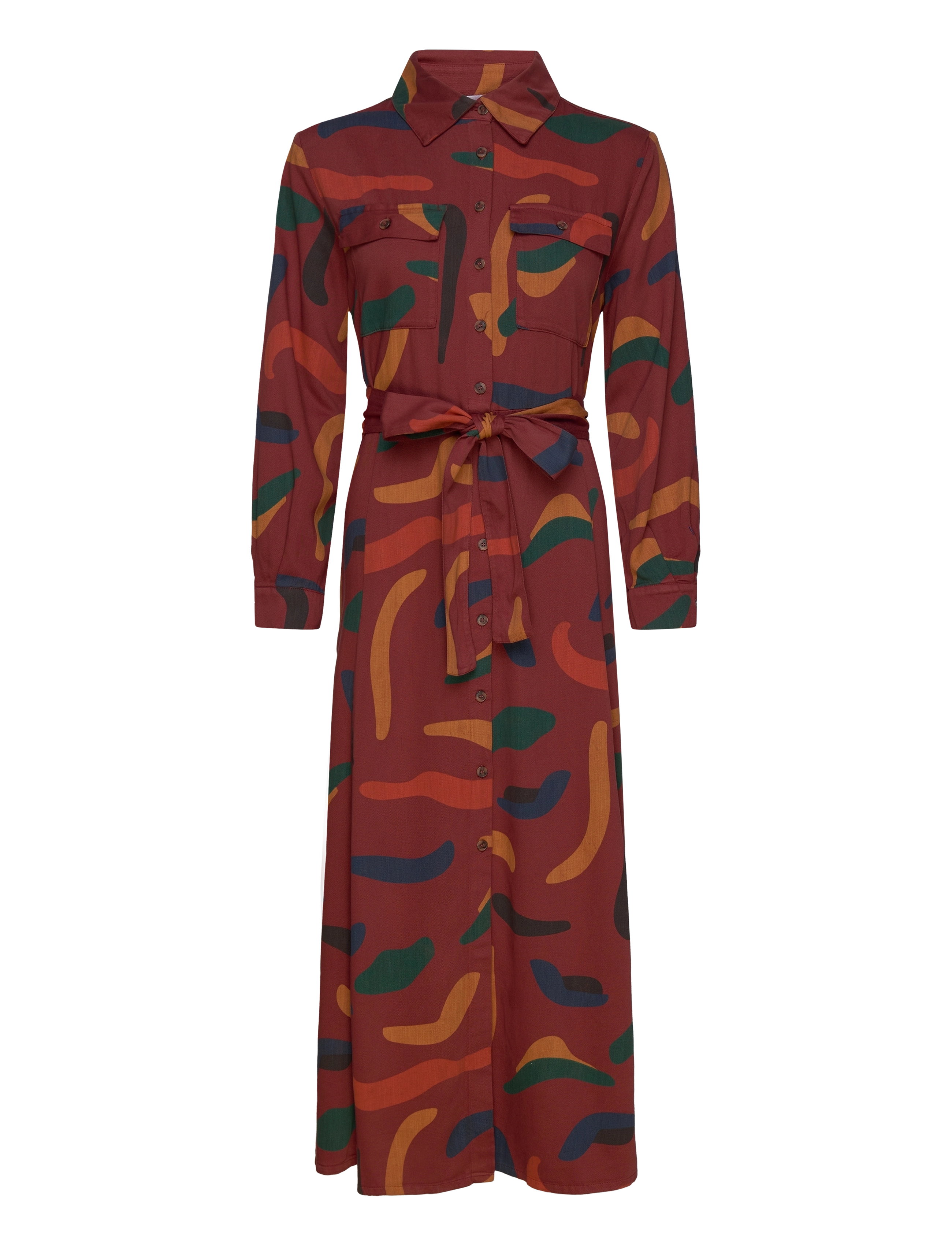 BOBO CHOSES Brushstrokes Printed Flared Long Kleid Braun - S - Damen