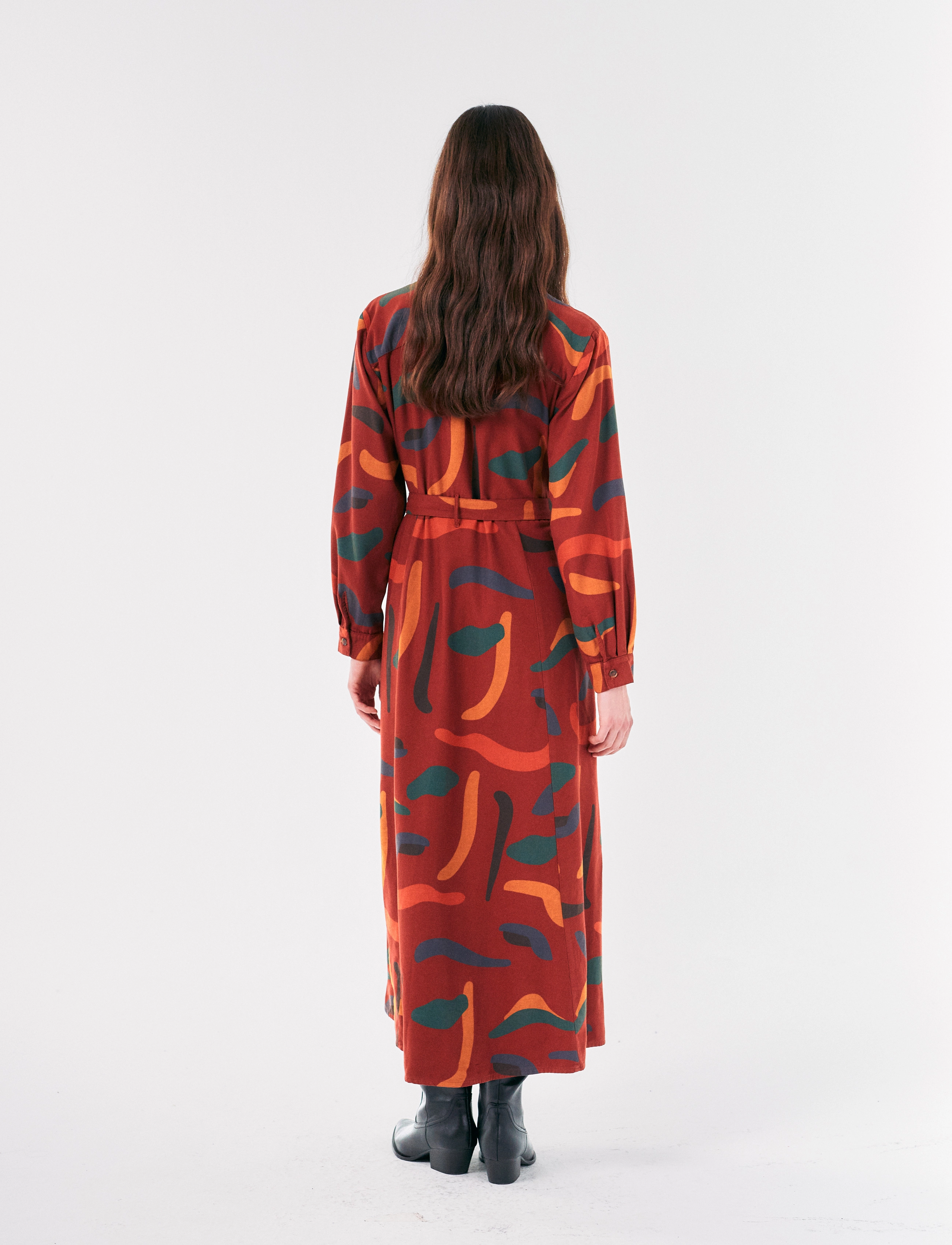 Bobo Choses - Brushstrokes printed flared long dress - midi kjoler - dark brown - 4