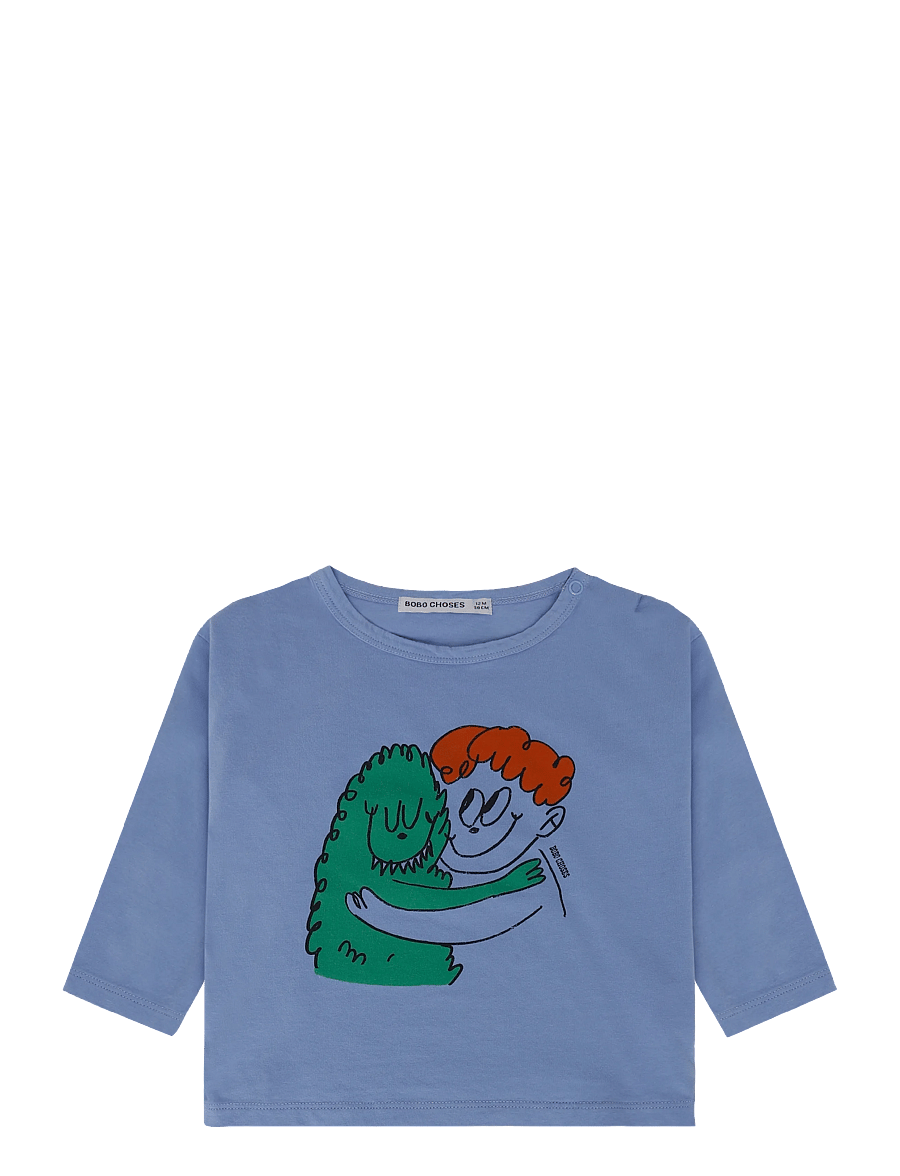 Bobo Choses - Hug Hairy Monster T Shirt - pikkade varrukatega t-särgid - blue - 0