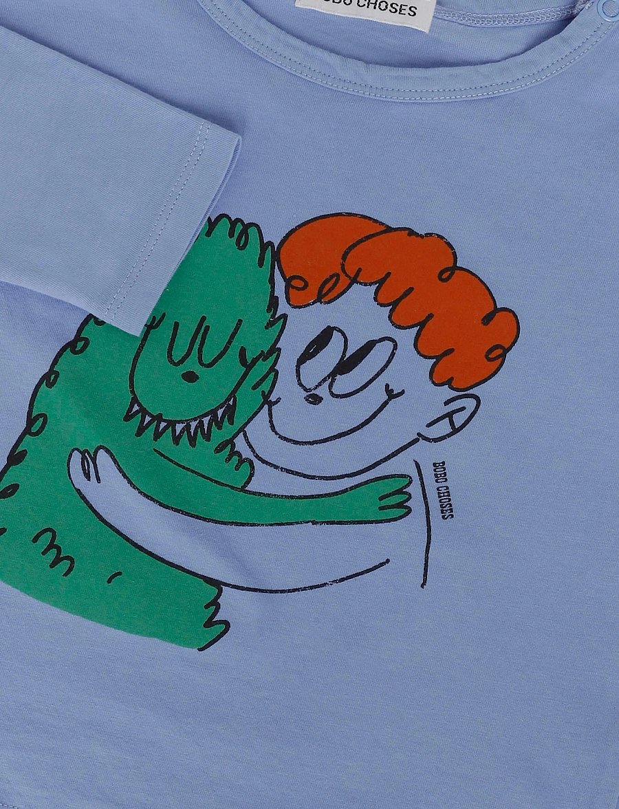 Bobo Choses - Hug Hairy Monster T Shirt - pikkade varrukatega t-särgid - blue - 2