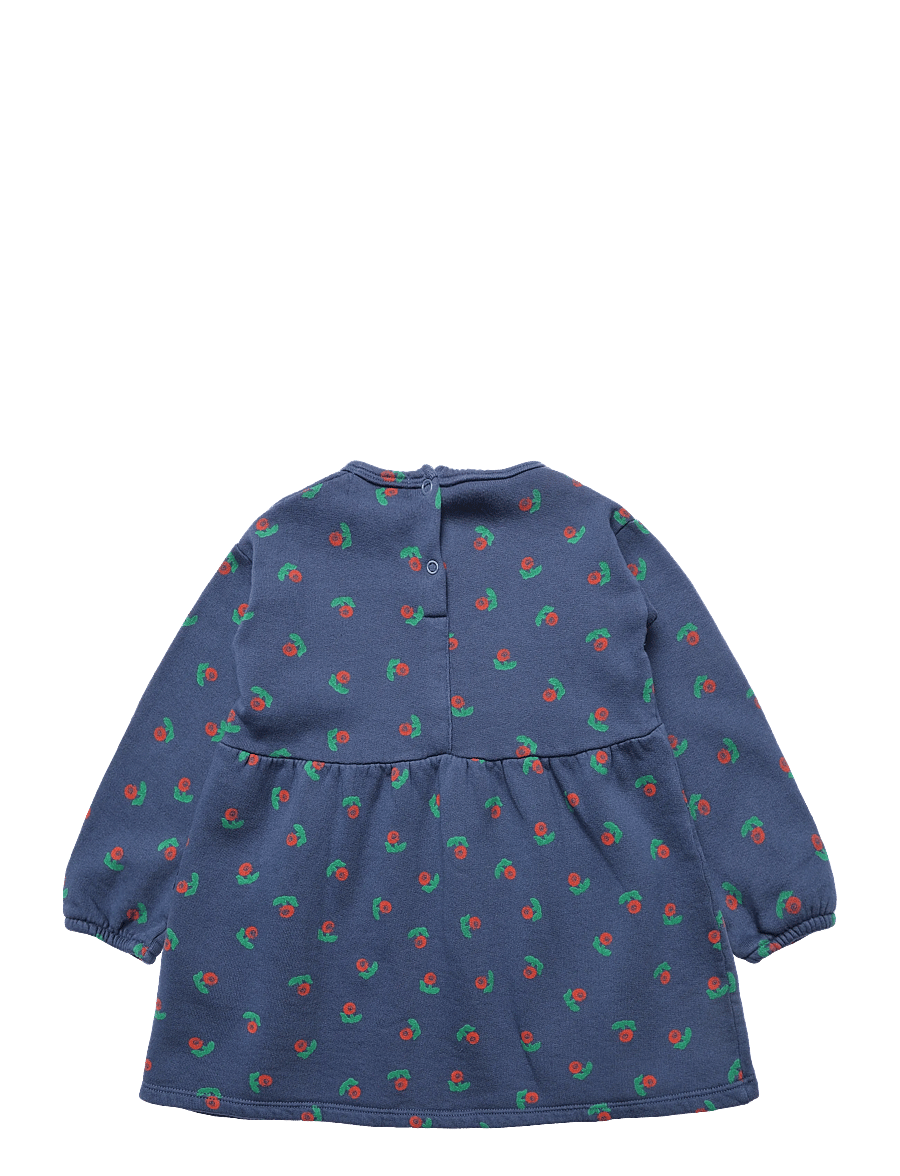 Bobo Choses - Stamp Bloom all over fleece dress - pikkade varrukatega beebikleidid - navy - 1