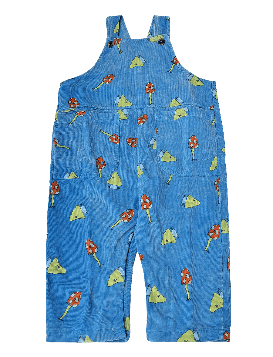 Bobo Choses - Mush Monster Duo all over corduroy overall - byxdress - blue - 0