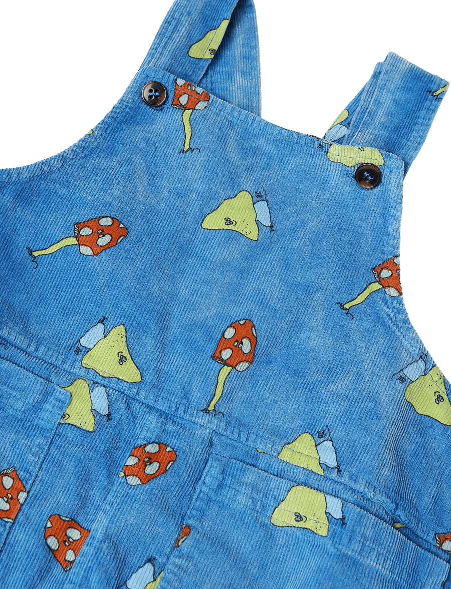 Bobo Choses - Mush Monster Duo all over corduroy overall - byxdress - blue - 2