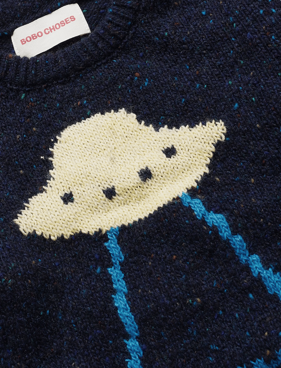Bobo Choses - Bobo Choses Pixel Abduction jumper - stickade tröjor - navy - 2