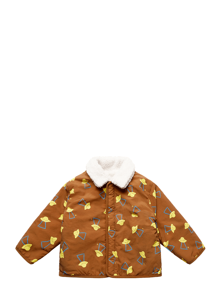 Bobo Choses - Pixel Abduction sheepskin reversible jacket - termojoped - brown - 0