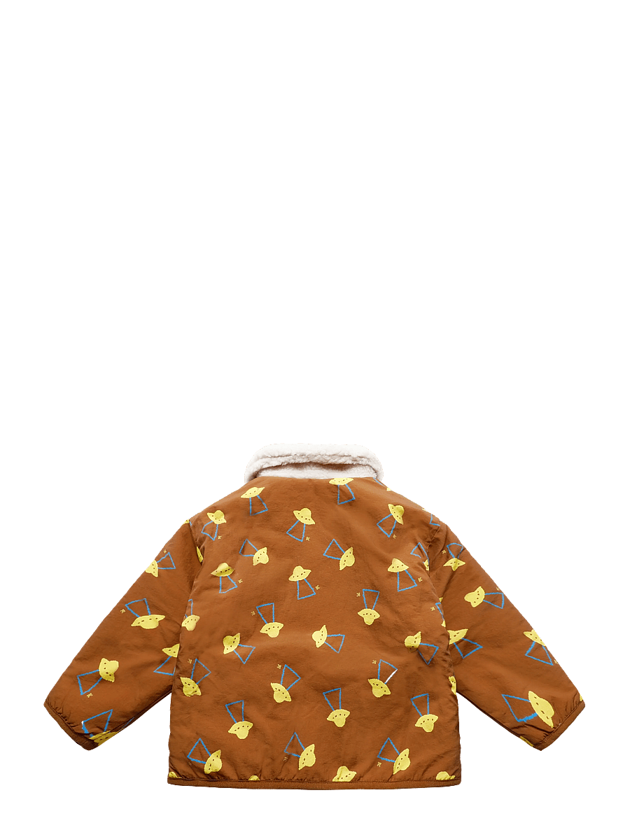 Bobo Choses - Pixel Abduction sheepskin reversible jacket - termojoped - brown - 1