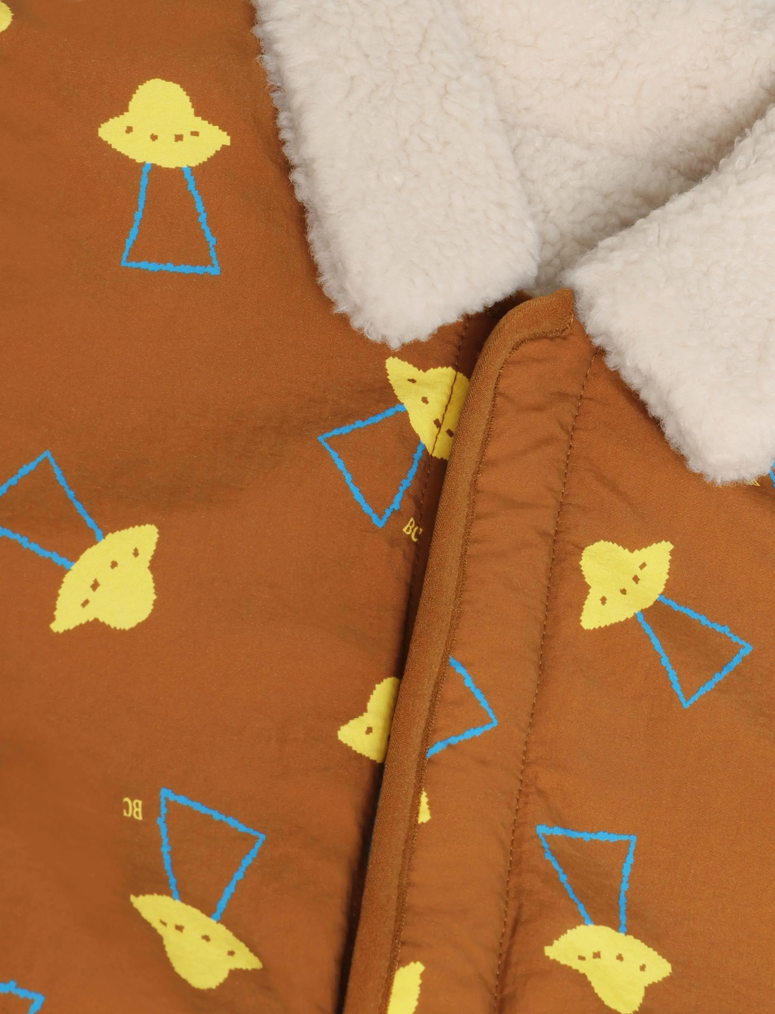 Bobo Choses - Pixel Abduction sheepskin reversible jacket - brown - 2