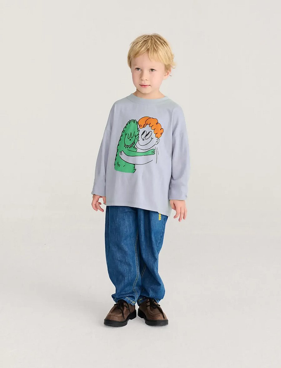 Bobo Choses - Hug Hairy Monster T-shirt top - långärmade t-shirts - blue - 0