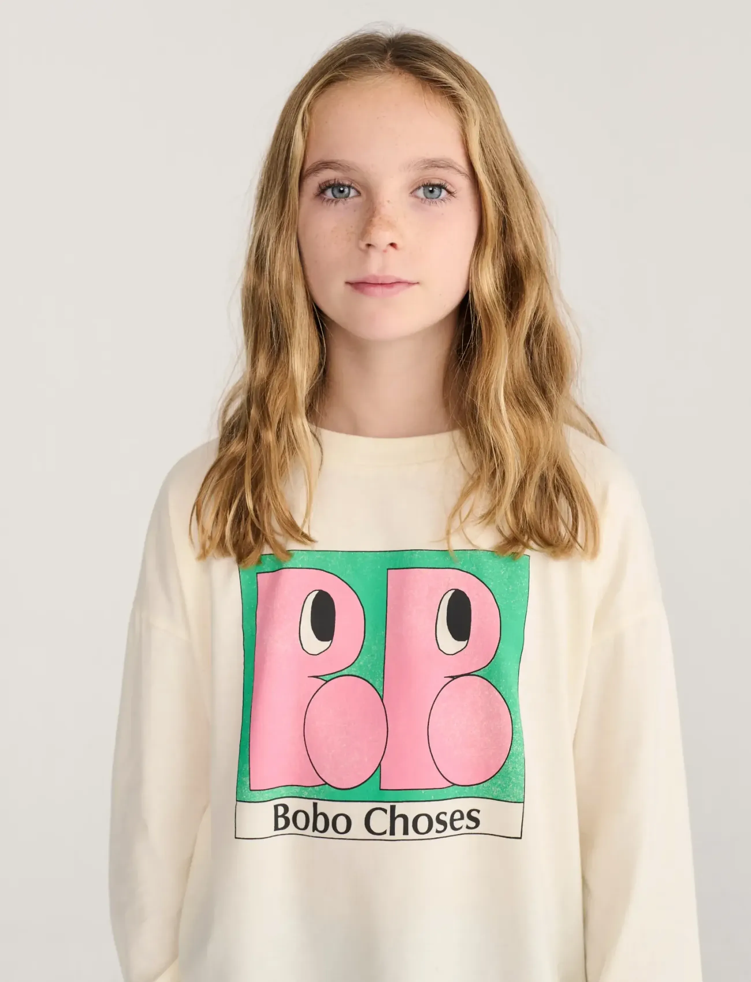 Bobo Choses Booo Bo Choses T-Shirt Top, Kinder, Grafisches Langarmshirt, Creme, Gr.148