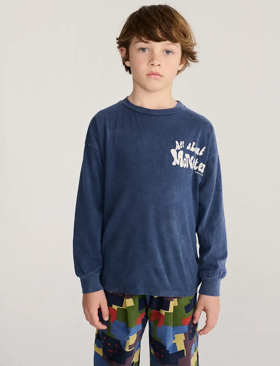 Bobo Choses - All About Monsters T-shirt top - langärmelig - navy - 0