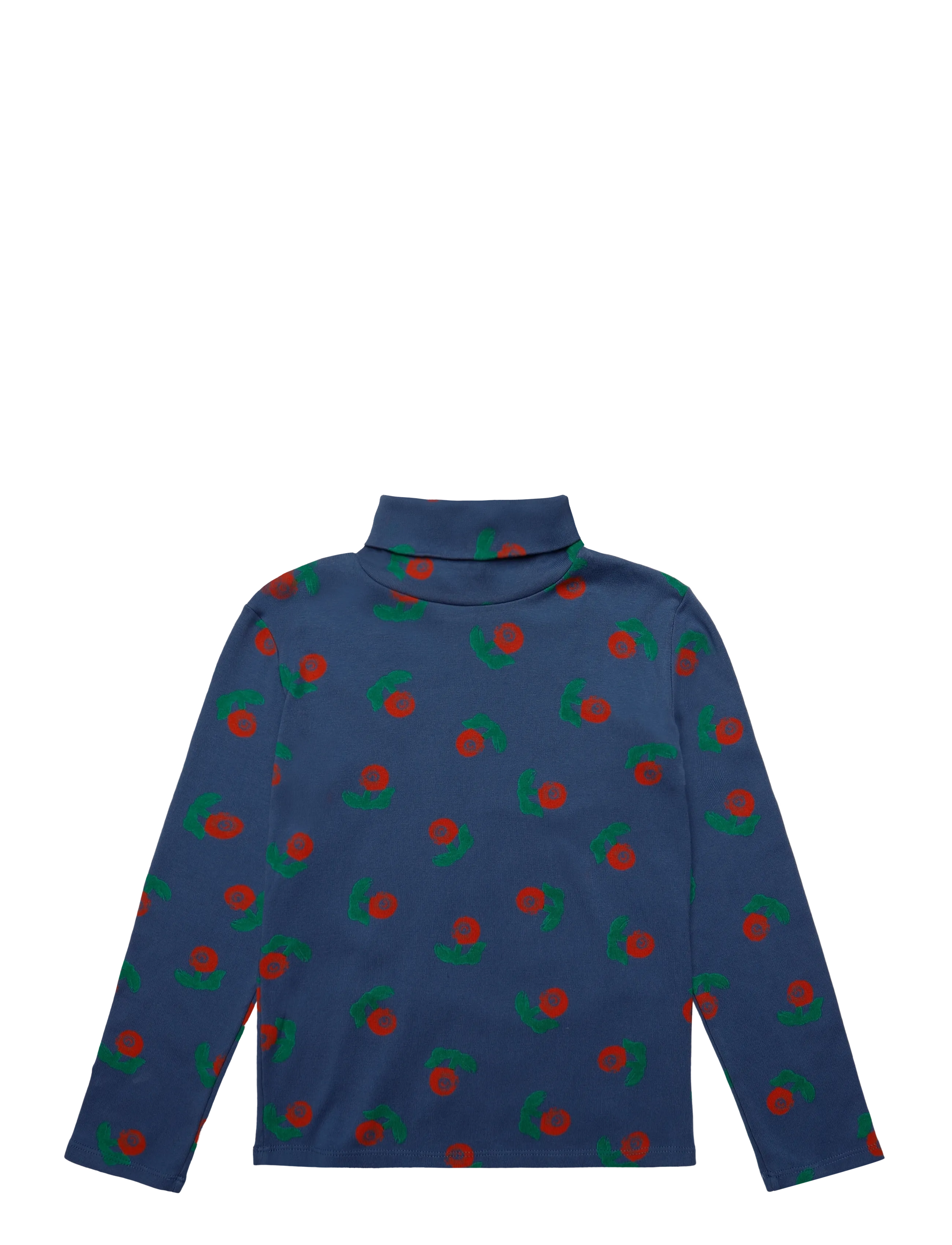 Bobo Choses - Stamp Bloom all over turtle neck T-shirt - navy - 1