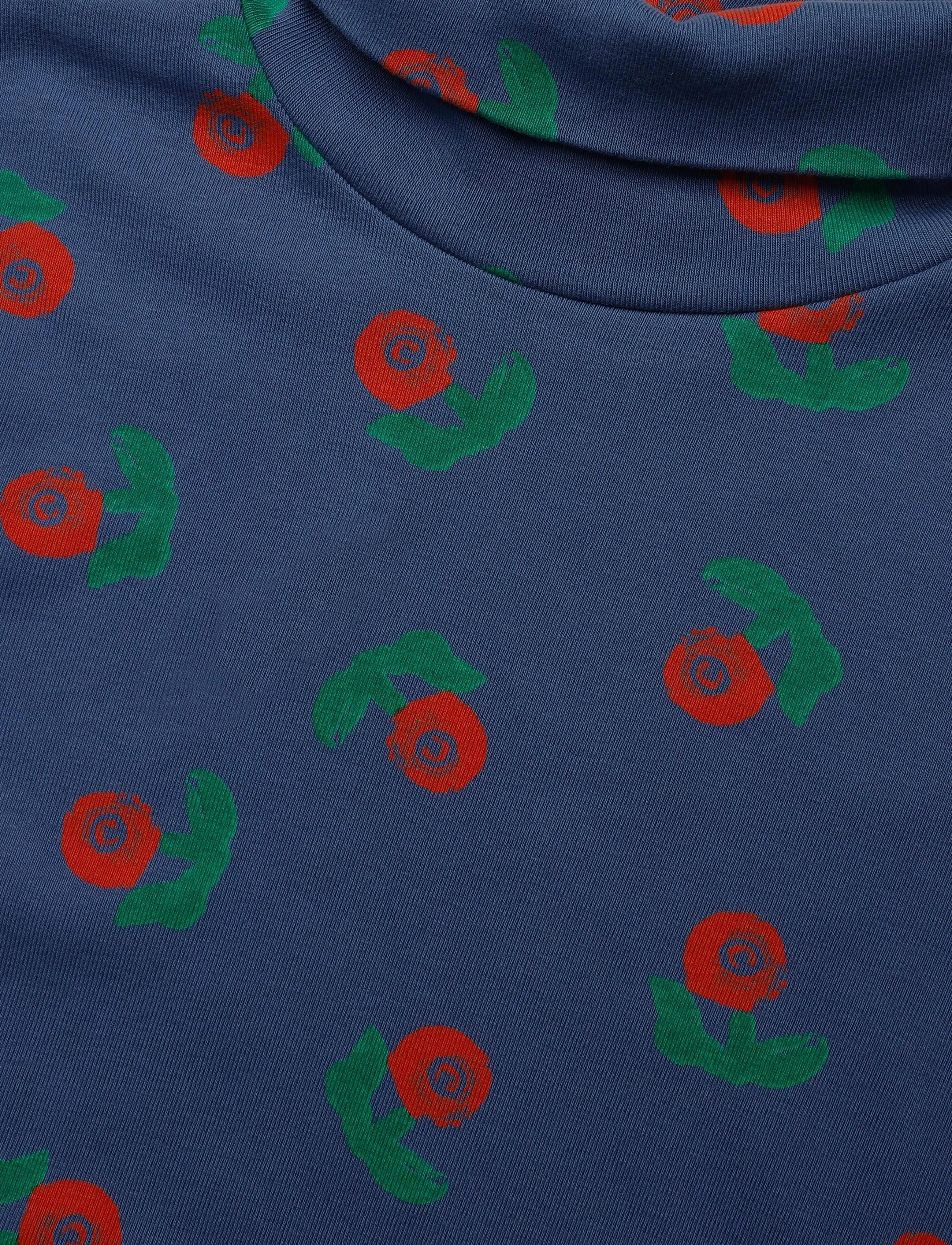 Bobo Choses - Stamp Bloom all over turtle neck T-shirt - navy - 2