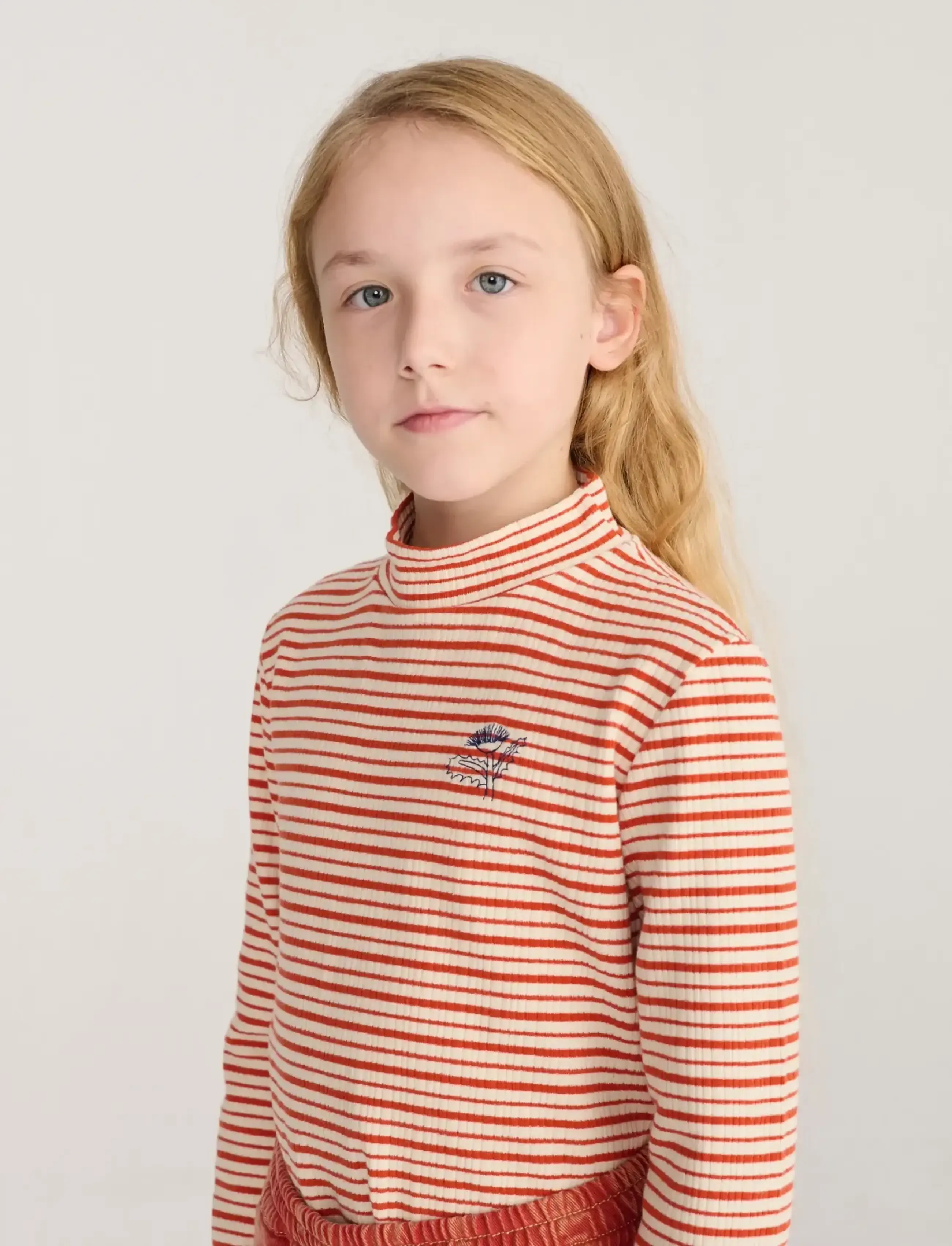 Bobo Choses Energy Flower Stripes turtle neck T-shirt - Bobo Choses - WHITE / white