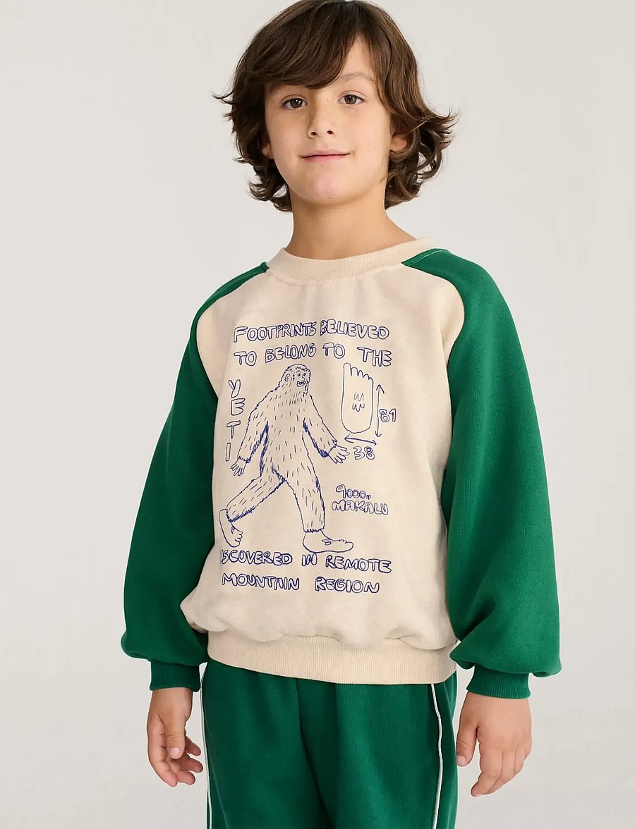 Bobo Choses - Bobo Choses Mr. Footish raglan sweatshirt - sweatshirts - white - 0