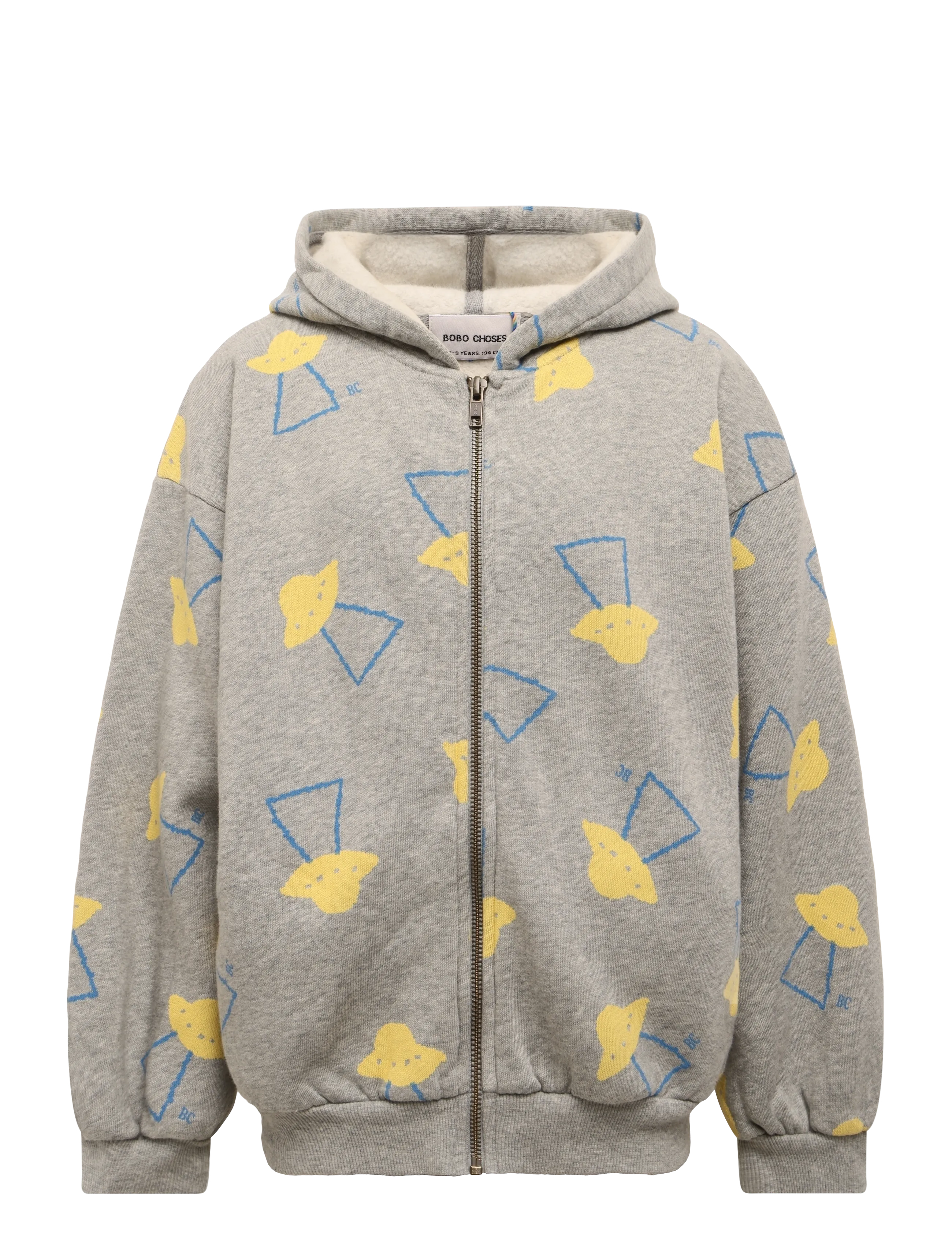 Bobo Choses Pixel Abduction All Over Zipped Hoodie, 155, Fleece Oberbekleidung, Grau - Jackets, Kinder