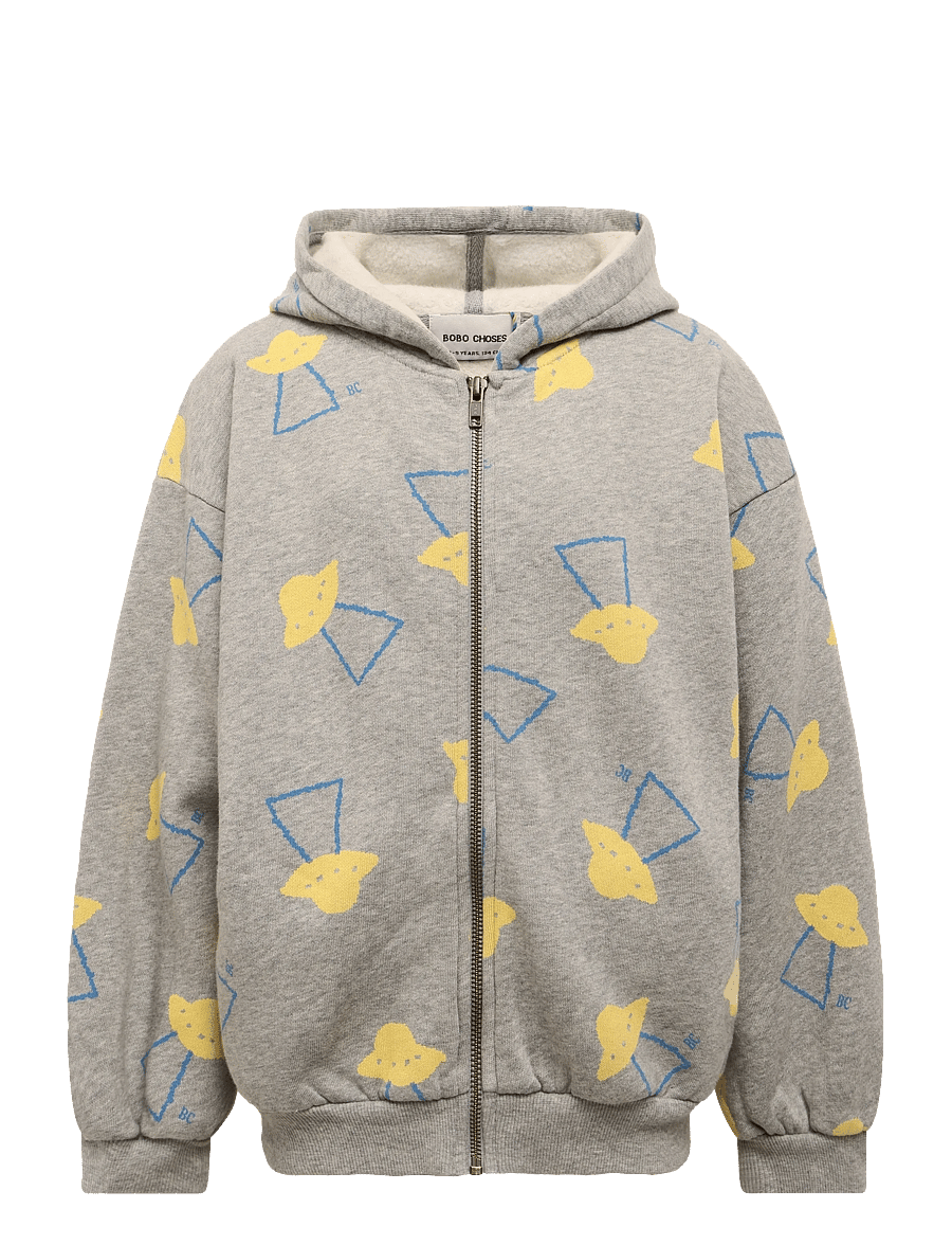 Bobo Choses - Pixel Abduction all over zipped hoodie - fleecejacken - grey - 0