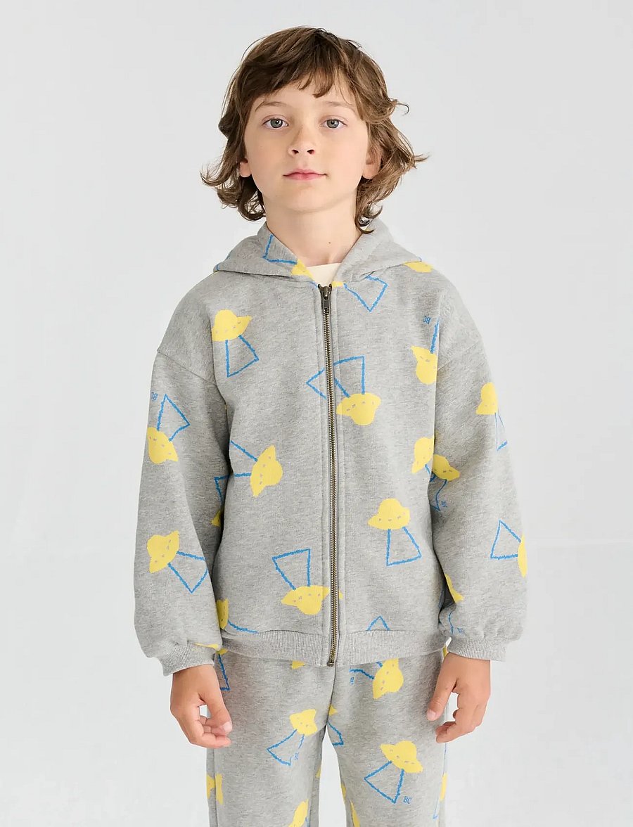 Bobo Choses - Pixel Abduction all over zipped hoodie - fliisjakid - grey - 0