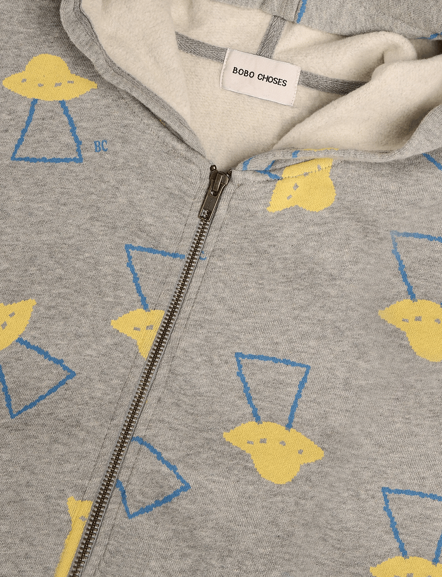 Bobo Choses - Pixel Abduction all over zipped hoodie - fleecejacken - grey - 2