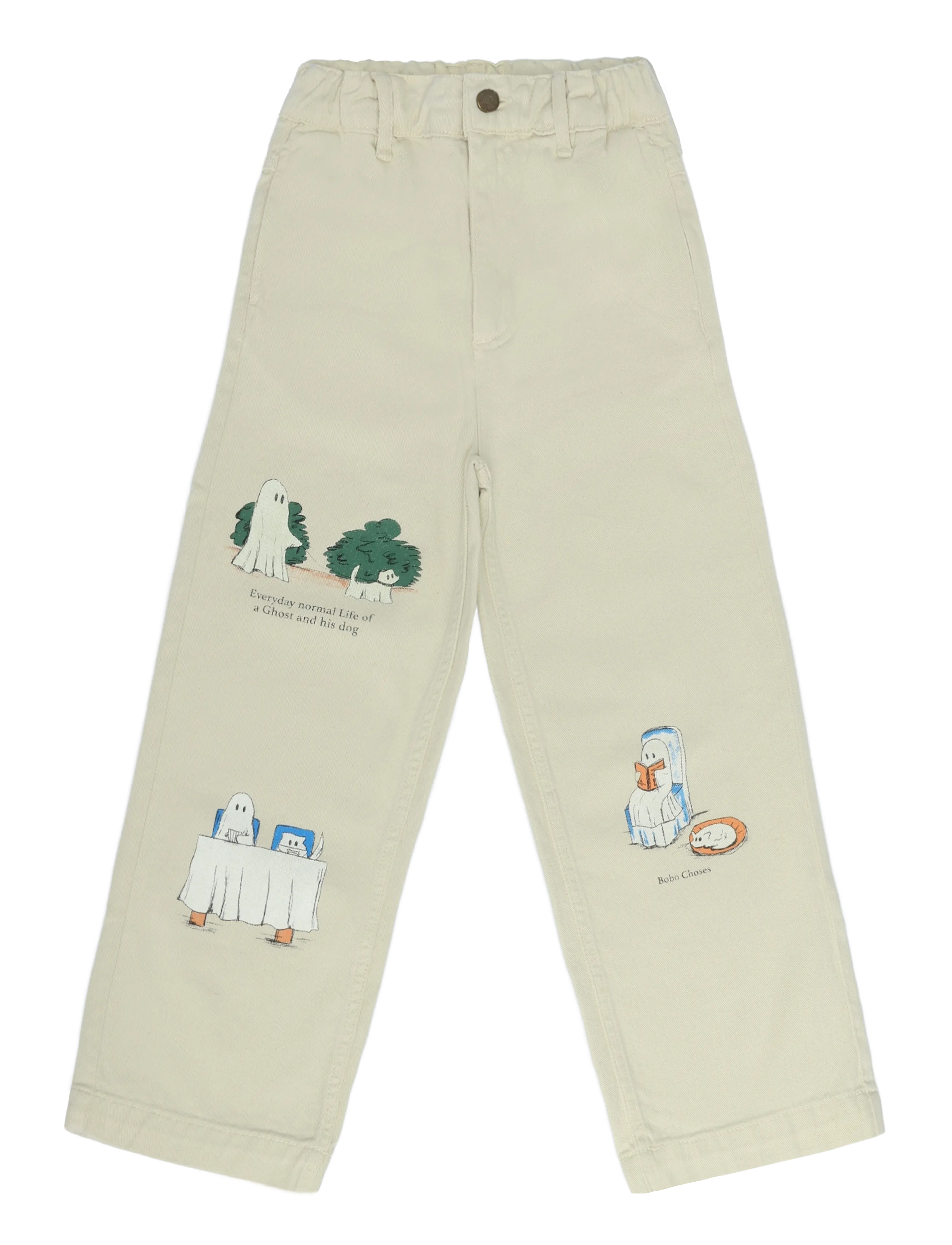 Bobo Choses Everyday Ghosts Twill Pants, 110, Unterteile, Weiß - Chinos, Kinder
