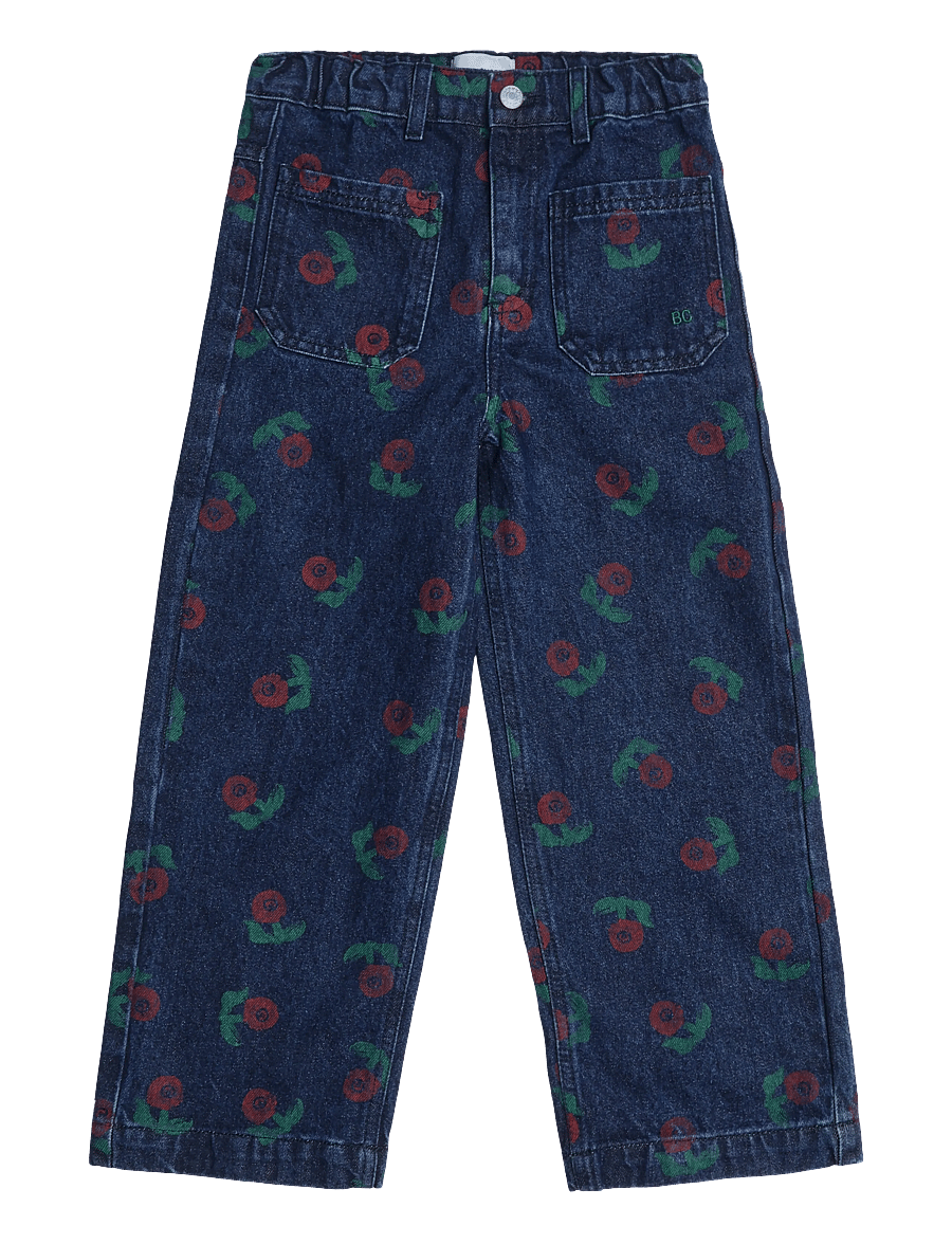 Bobo Choses - Stamp Bloom all over denim pants - loose jeans - navy - 0