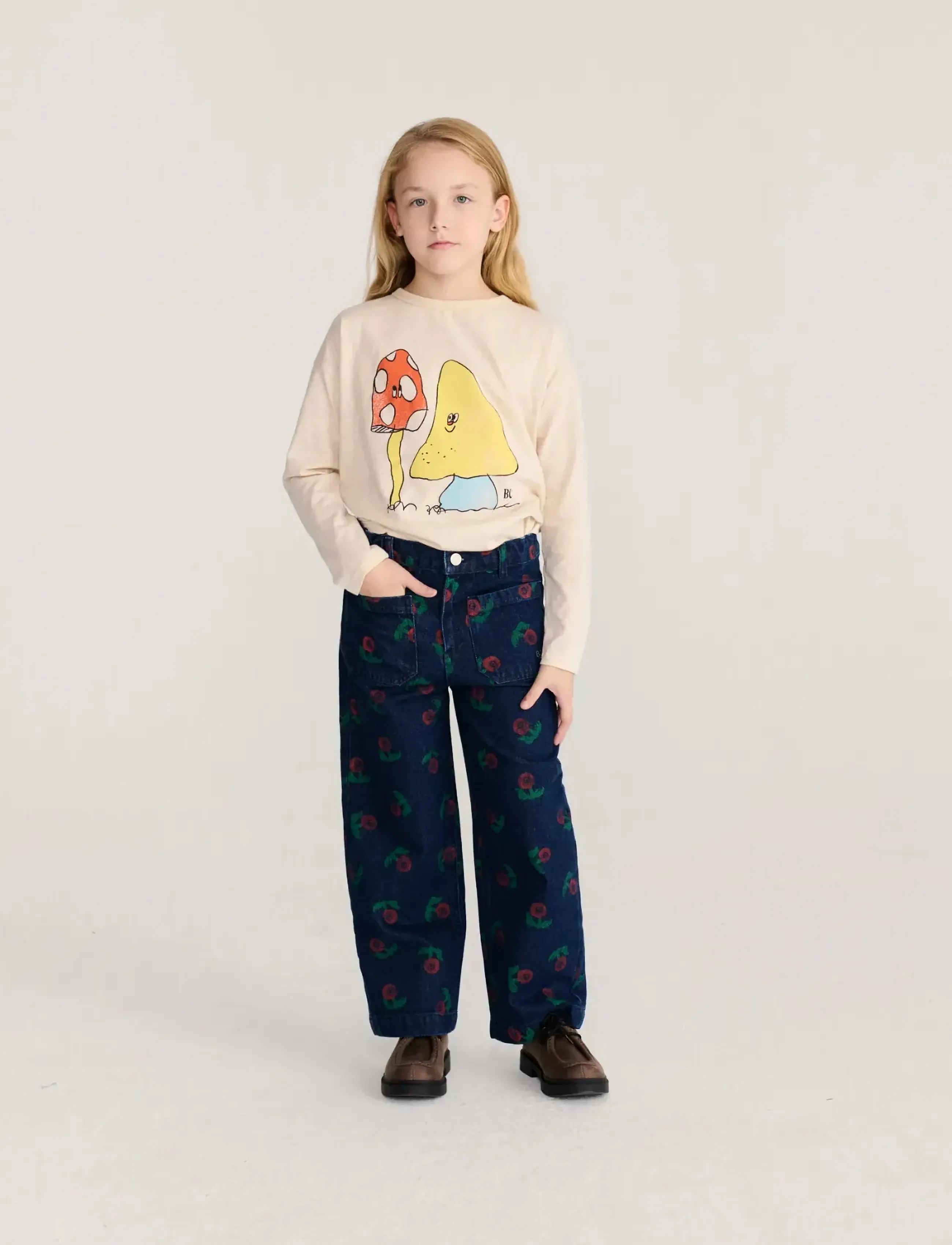 Bobo Choses Stamp Bloom all over denim pants - Loose jeans - NAVY / navy