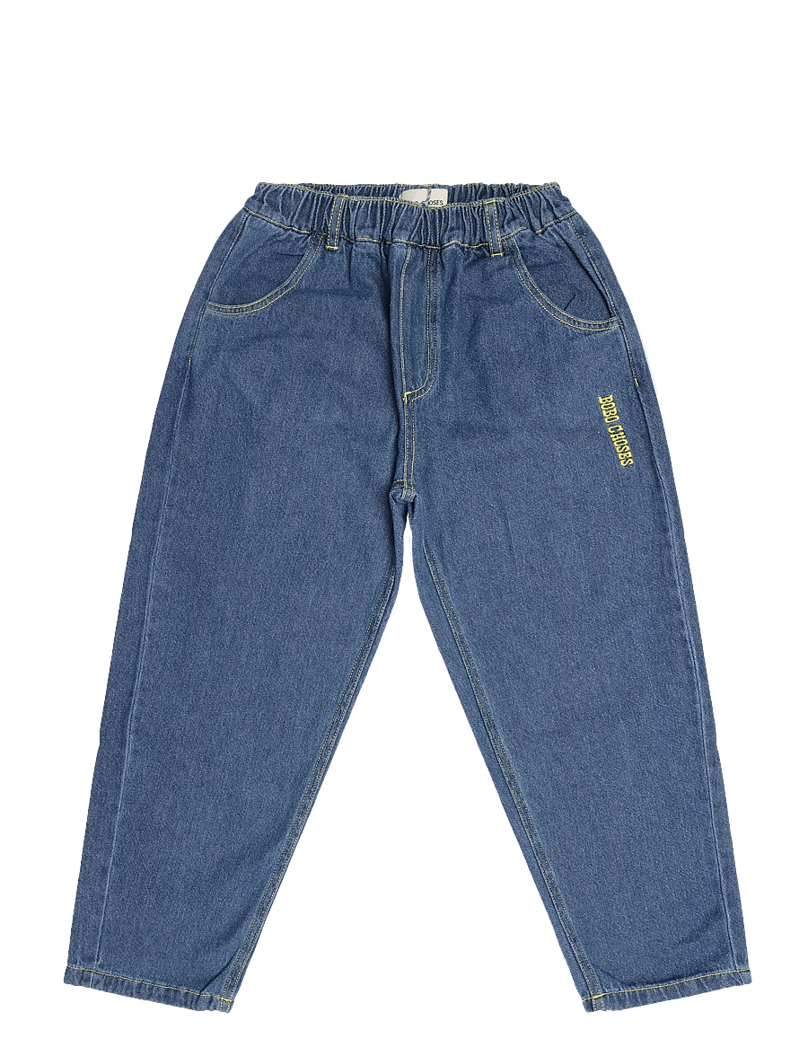 Bobo Choses - Taxi Saurus Tag denim pants - loose jeans - navy - 0