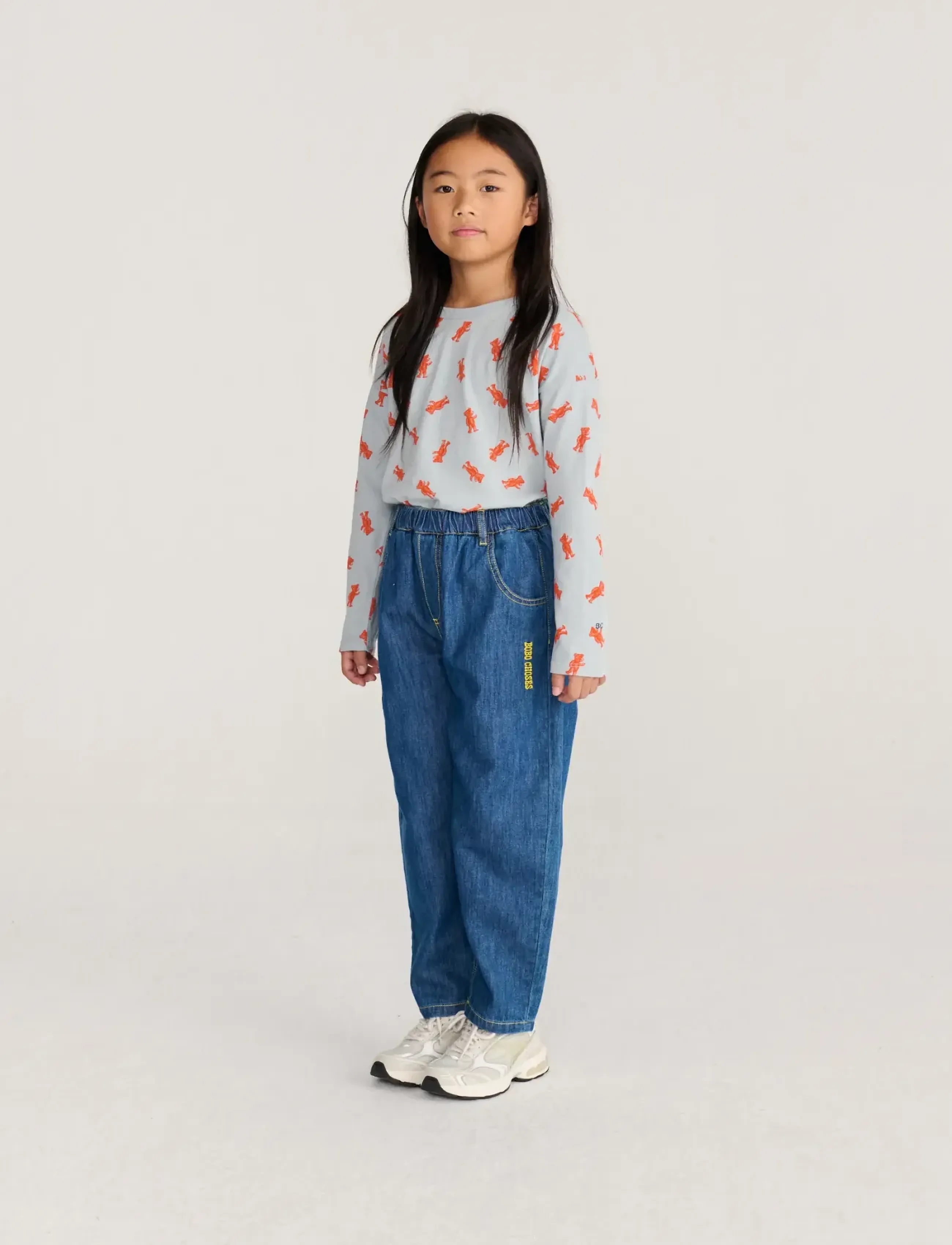 Bobo Choses - Taxi Saurus Tag denim pants - loose jeans - navy - 3