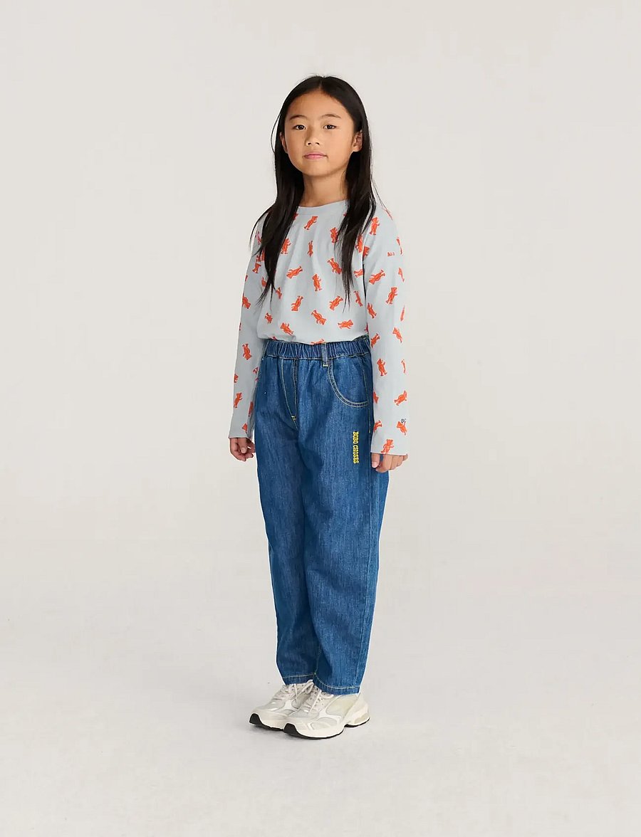 Bobo Choses - Taxi Saurus Tag denim pants - loose jeans - navy - 3