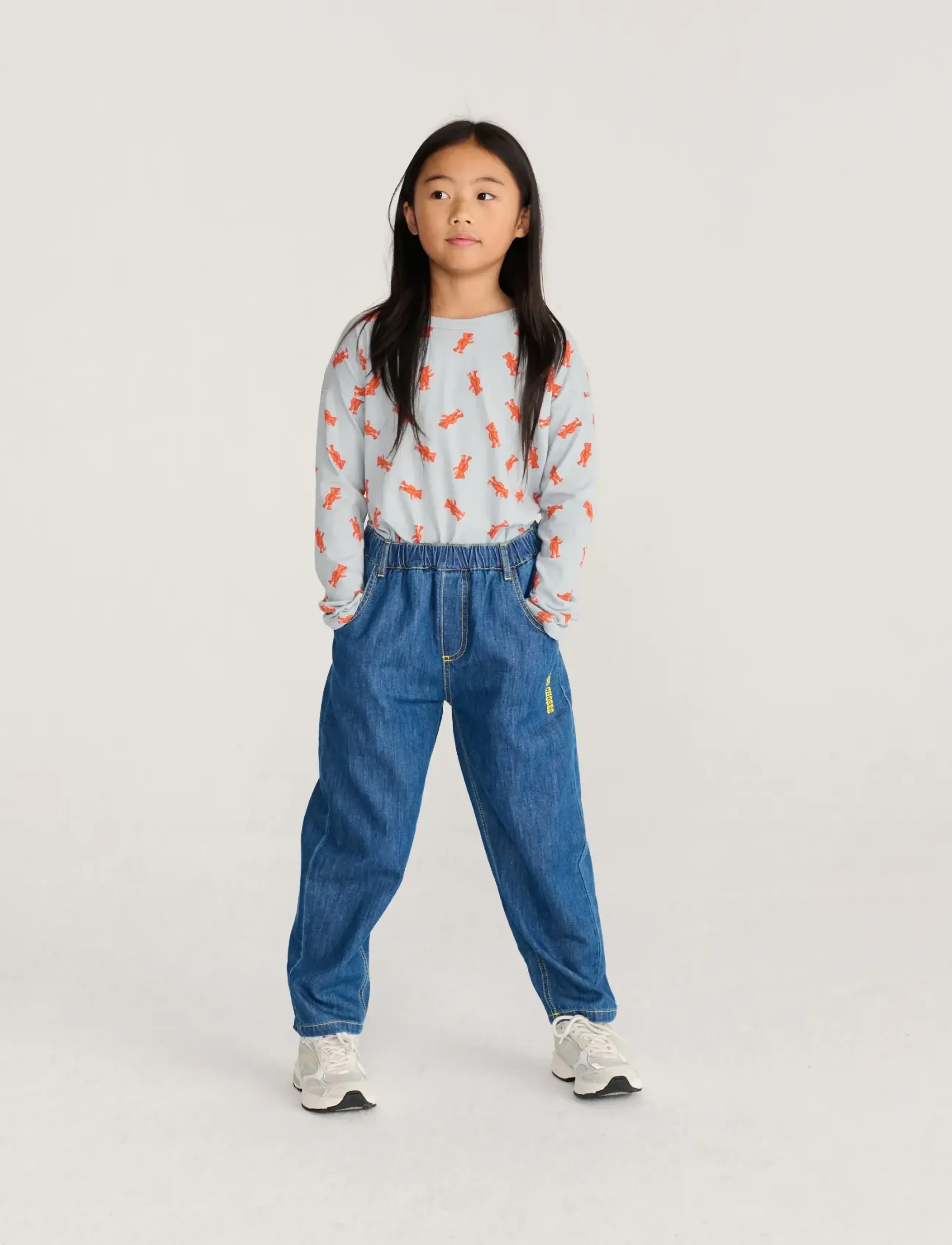 Bobo Choses - Taxi Saurus Tag denim pants - loose jeans - navy - 4