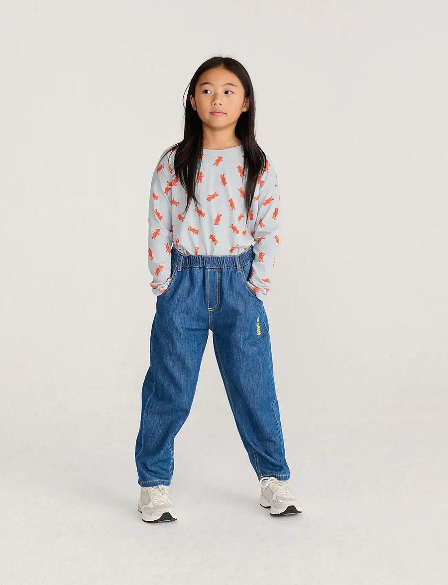Bobo Choses - Taxi Saurus Tag denim pants - loose jeans - navy - 4
