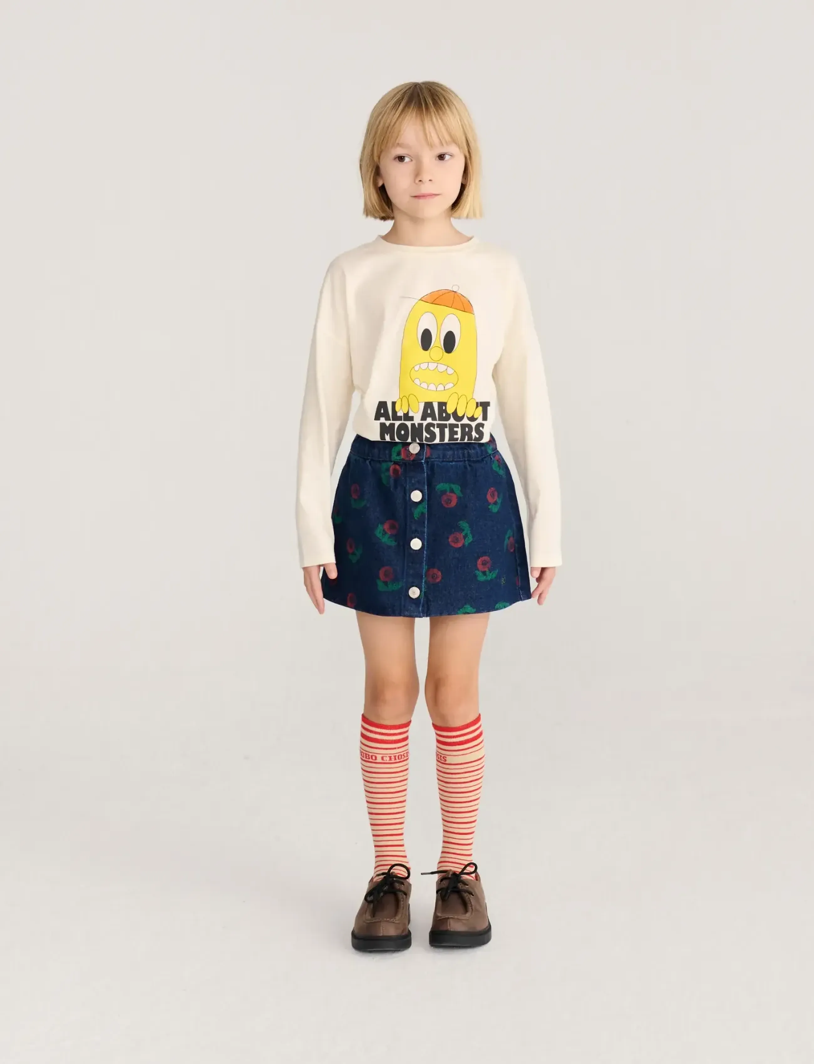 Bobo Choses Stamp Bloom all over denim skirt - Denimnederdele - NAVY / navy