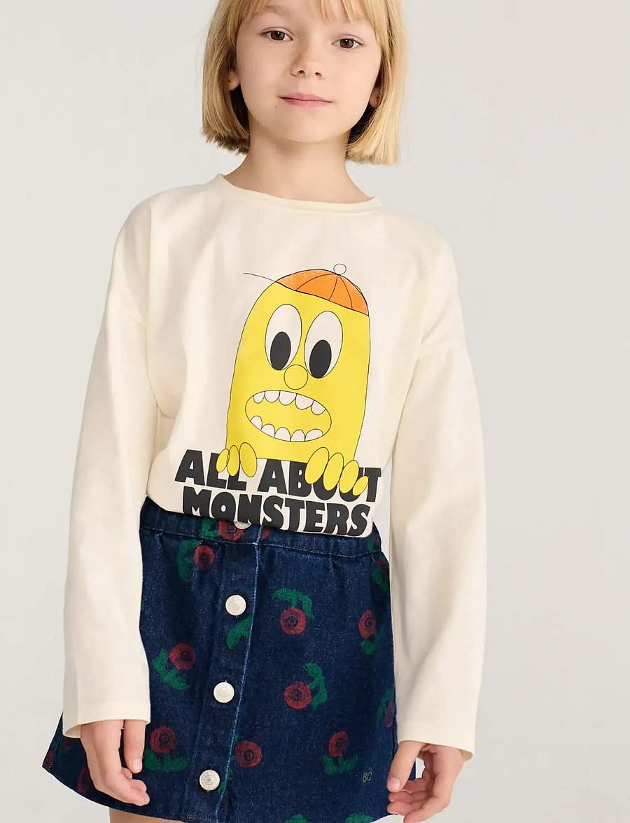 Bobo Choses - Stamp Bloom all over denim skirt - teksaseelikud - navy - 3