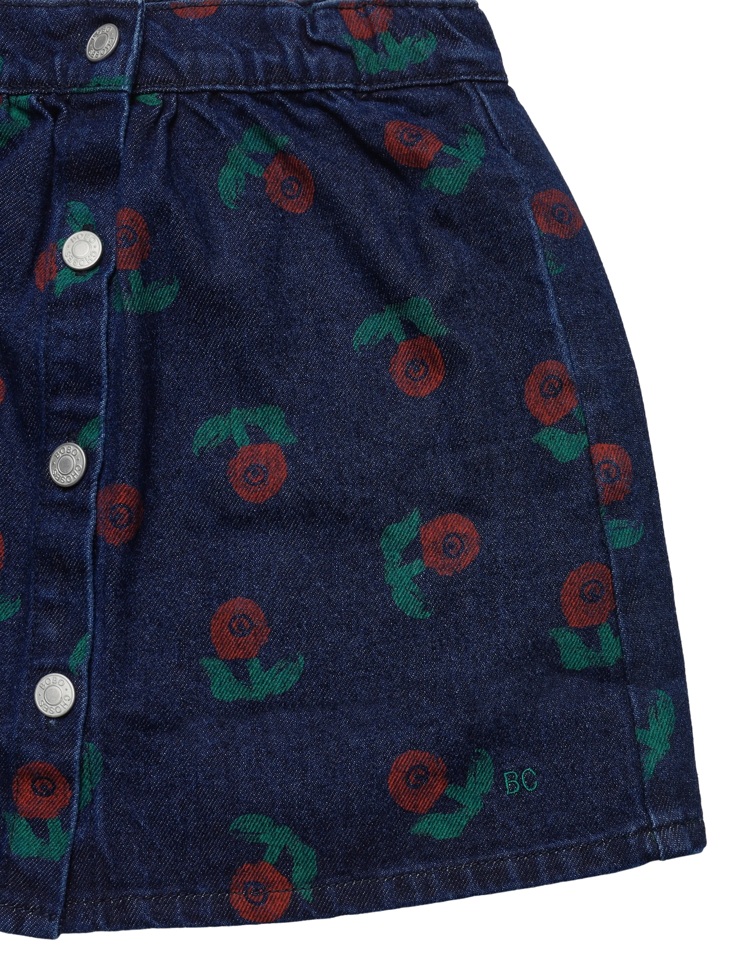 Bobo Choses - Stamp Bloom all over denim skirt - navy - 2