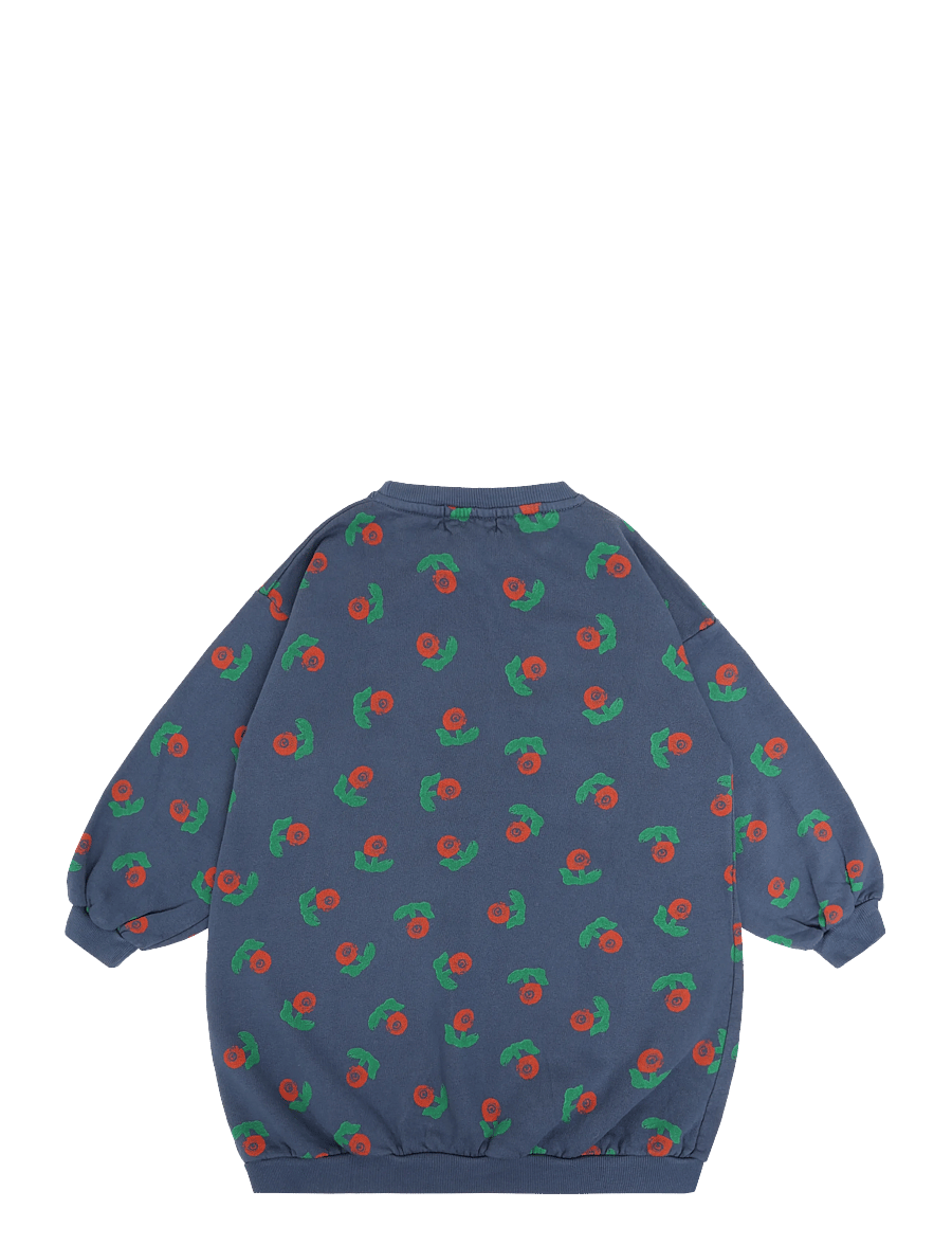 Bobo Choses - Stamp Bloom all over sweatshirt dress - langärmelige freizeitkleider - navy - 1