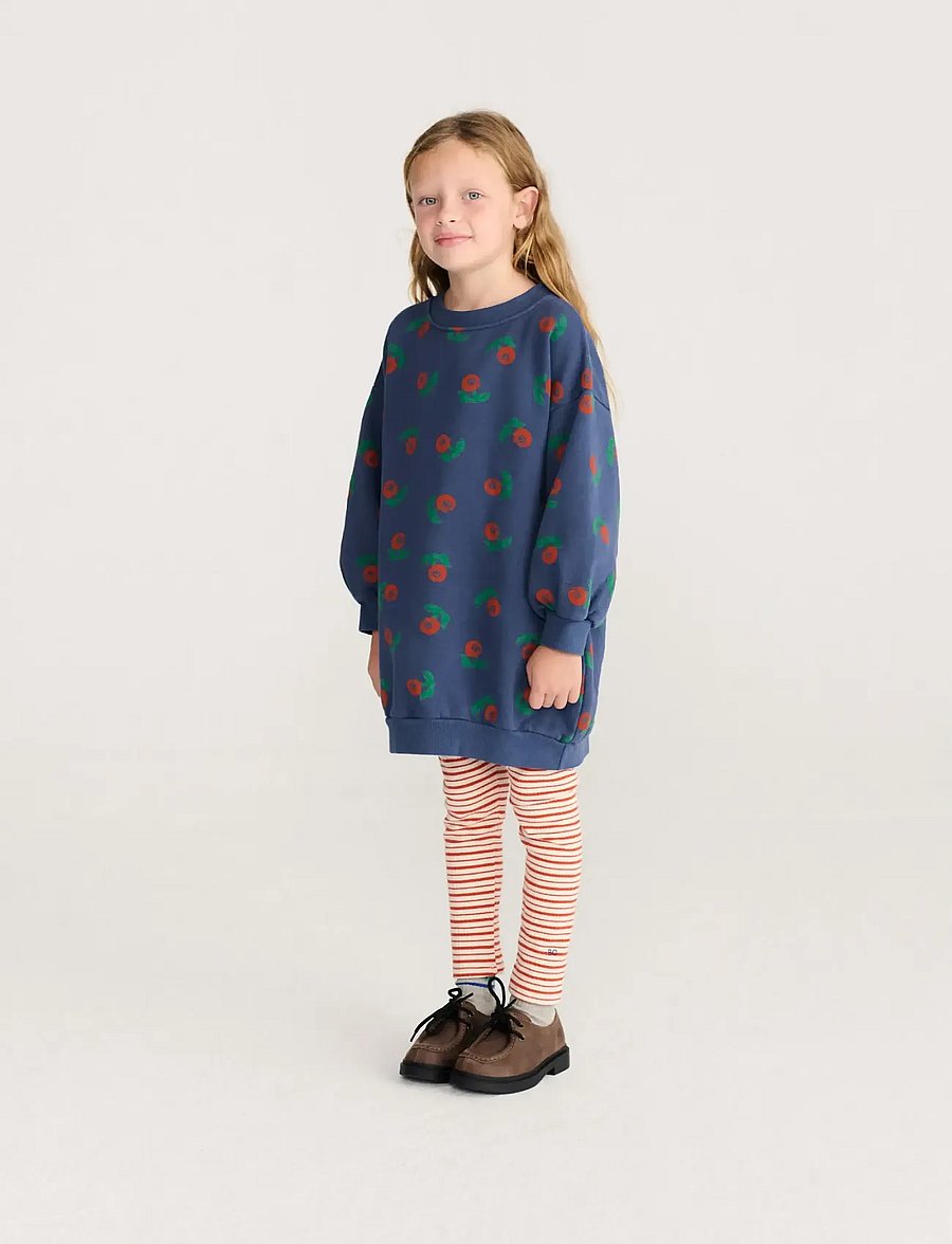 Bobo Choses - Stamp Bloom all over sweatshirt dress - ikdienas kleitas ar garām piedurknēm - navy - 0