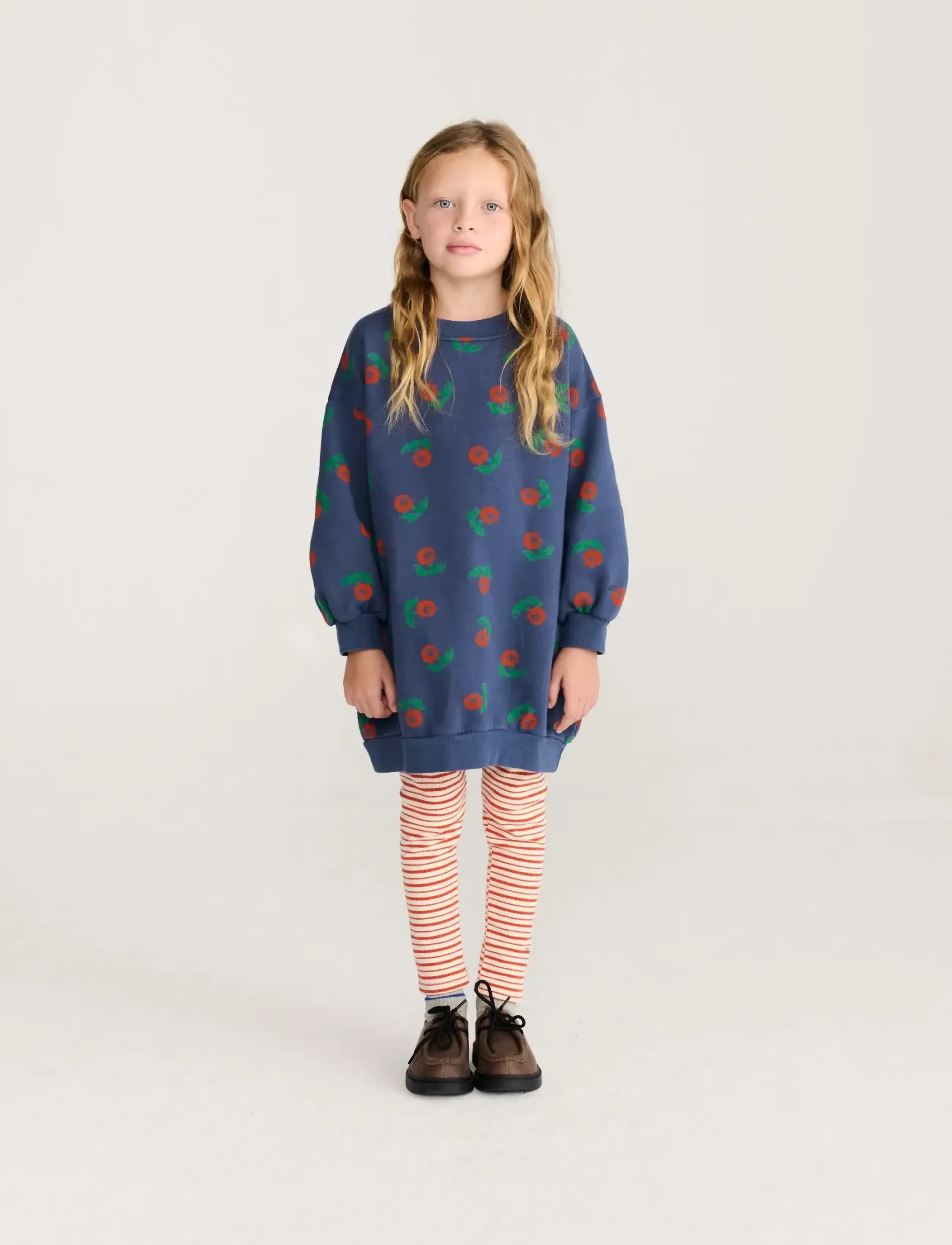 Bobo Choses - Stamp Bloom all over sweatshirt dress - ikdienas kleitas ar garām piedurknēm - navy - 3