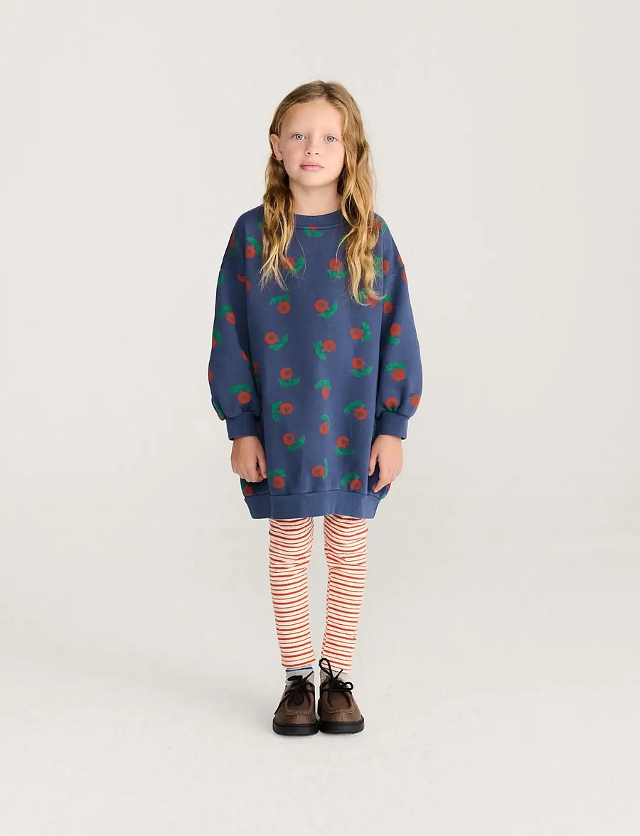Bobo Choses - Stamp Bloom all over sweatshirt dress - ikdienas kleitas ar garām piedurknēm - navy - 3