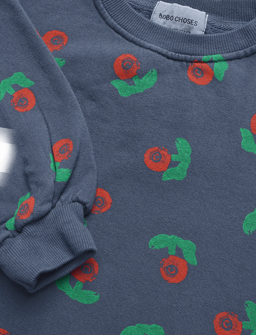 Bobo Choses - Stamp Bloom all over sweatshirt dress - langärmelige freizeitkleider - navy - 2