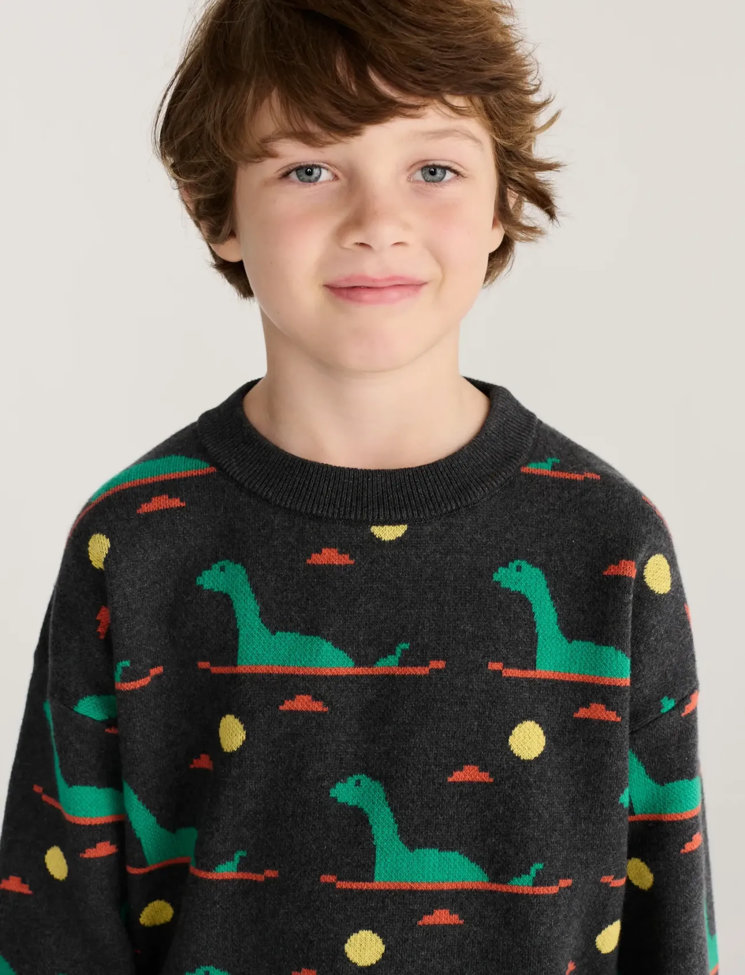 Bobo Choses Lake Monster all over jacquard jumper - Pullover - GREY / grey