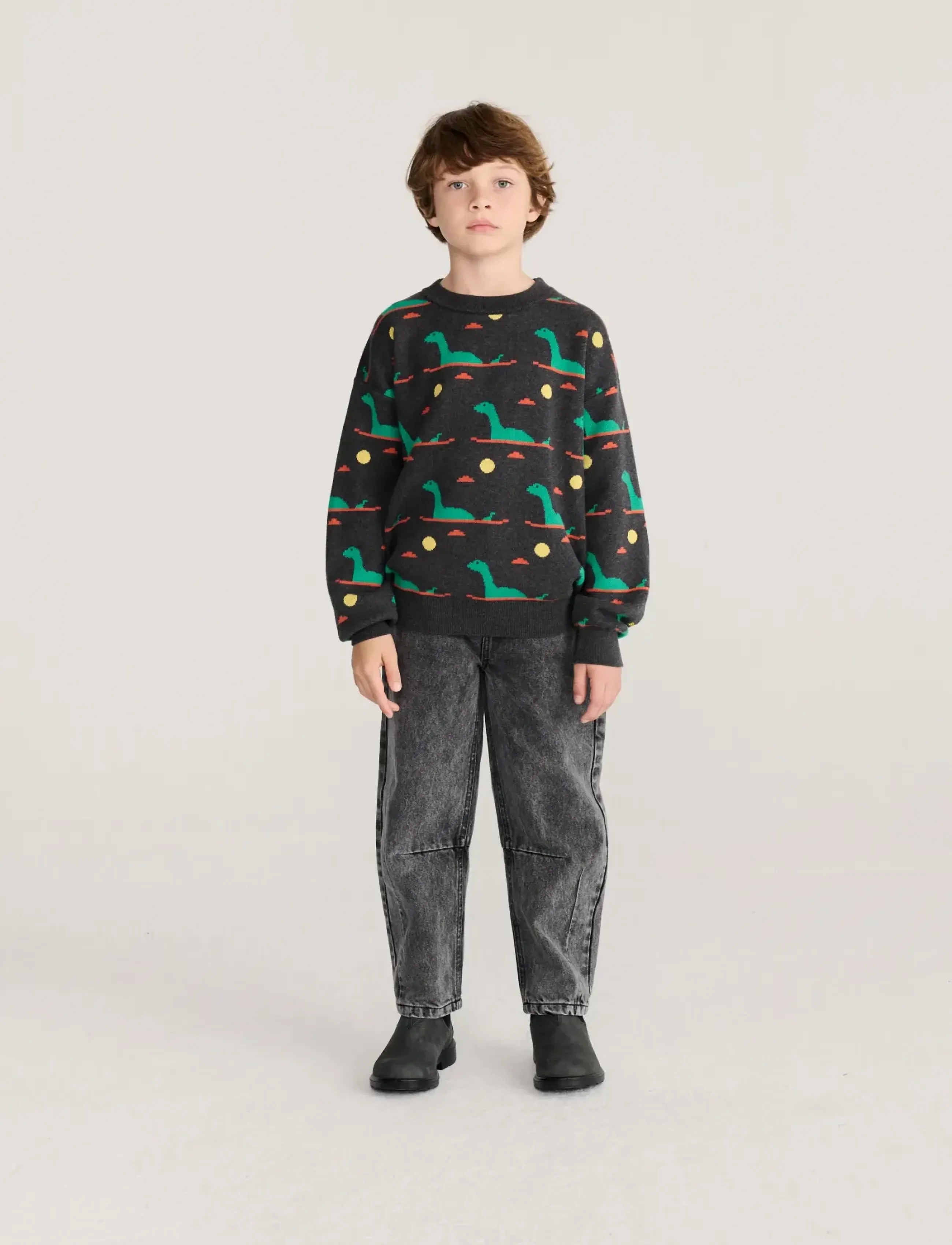 Bobo Choses - Lake Monster all over jacquard jumper - pullover - grey - 3
